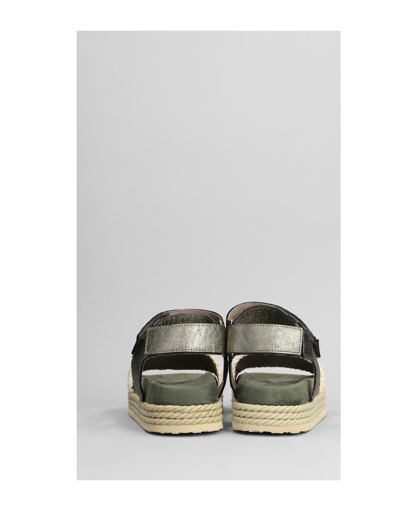 Mou Rope Bio Sandal Flats In Green Suede And Leather - green サンダル