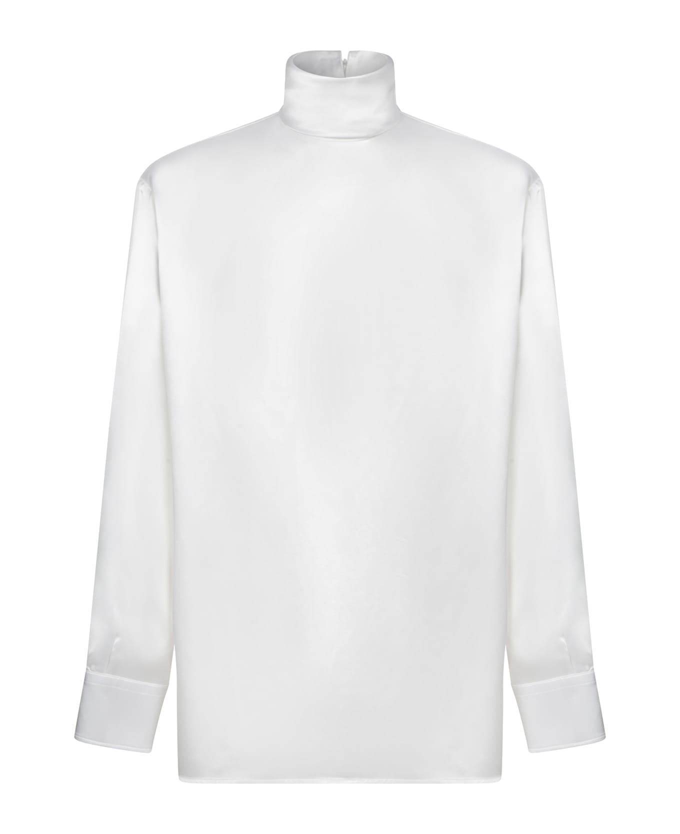 Dolce & Gabbana Satin Turtleneck Shirt - White