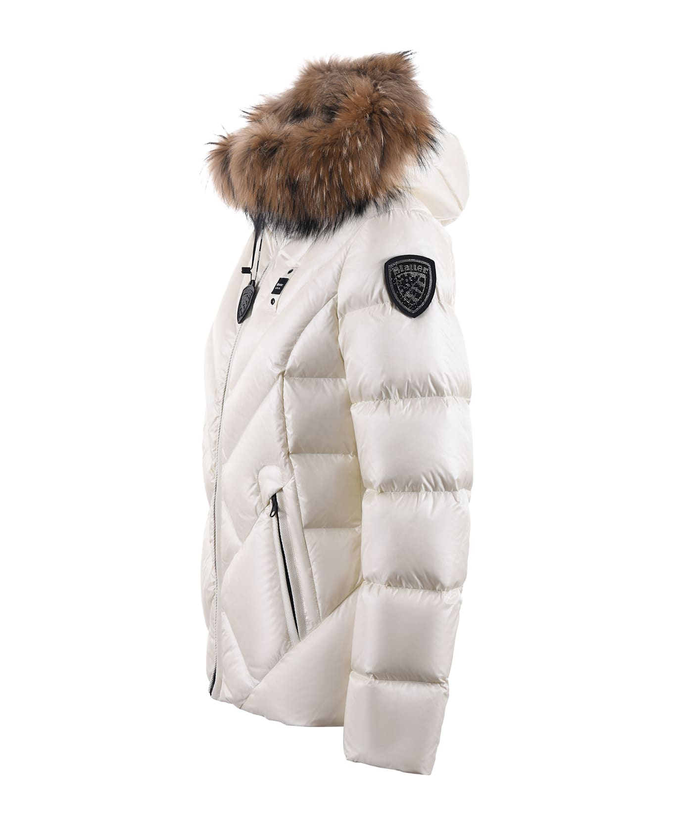 Blauer Satin Nylon Down Jacket - Bianco latte