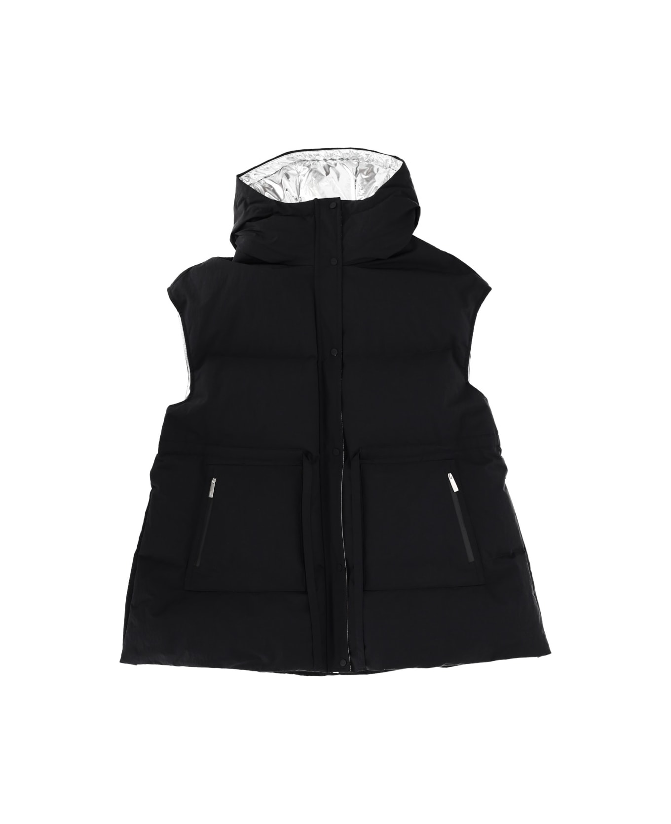 Herno Laminar "crinkle Metallic" Vest - BLACK