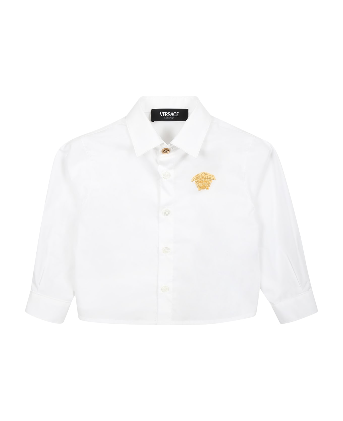 Versace White Shirt For Baby Boy With Iconic Medusa - White
