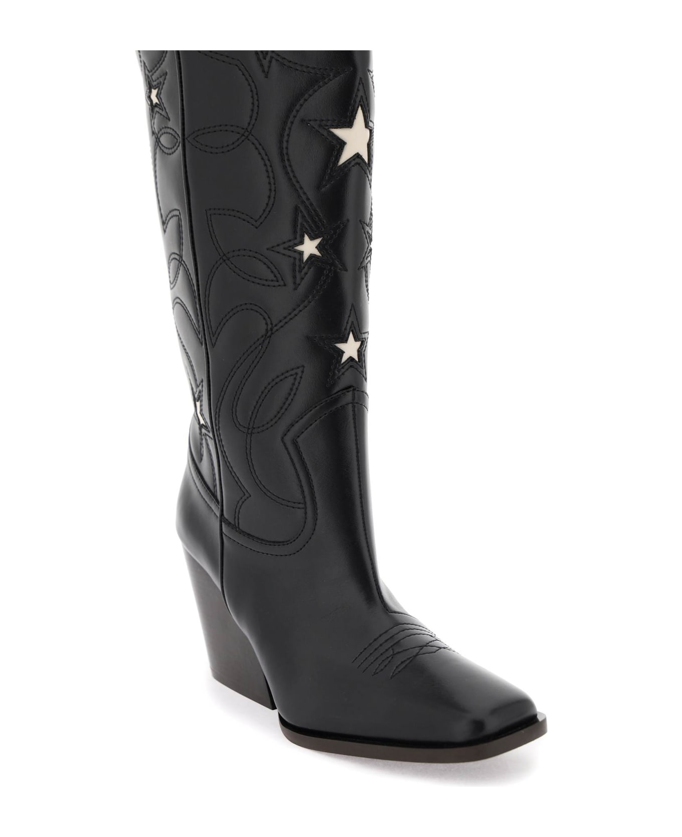 Stella McCartney Texan Boots With Star Embroidery - BLACK STONE (Black) ブーツ
