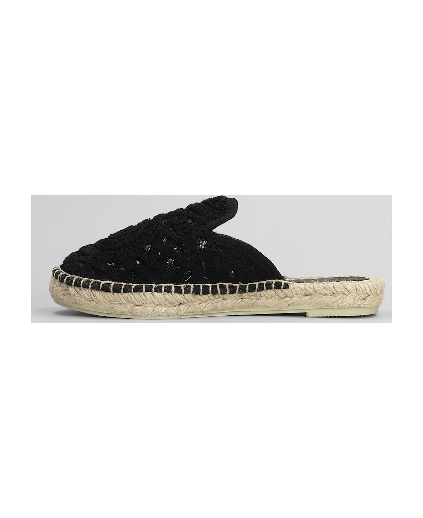 MC2 Saint Barth Isa Macrame Slipper-mule In Black Canvas - black