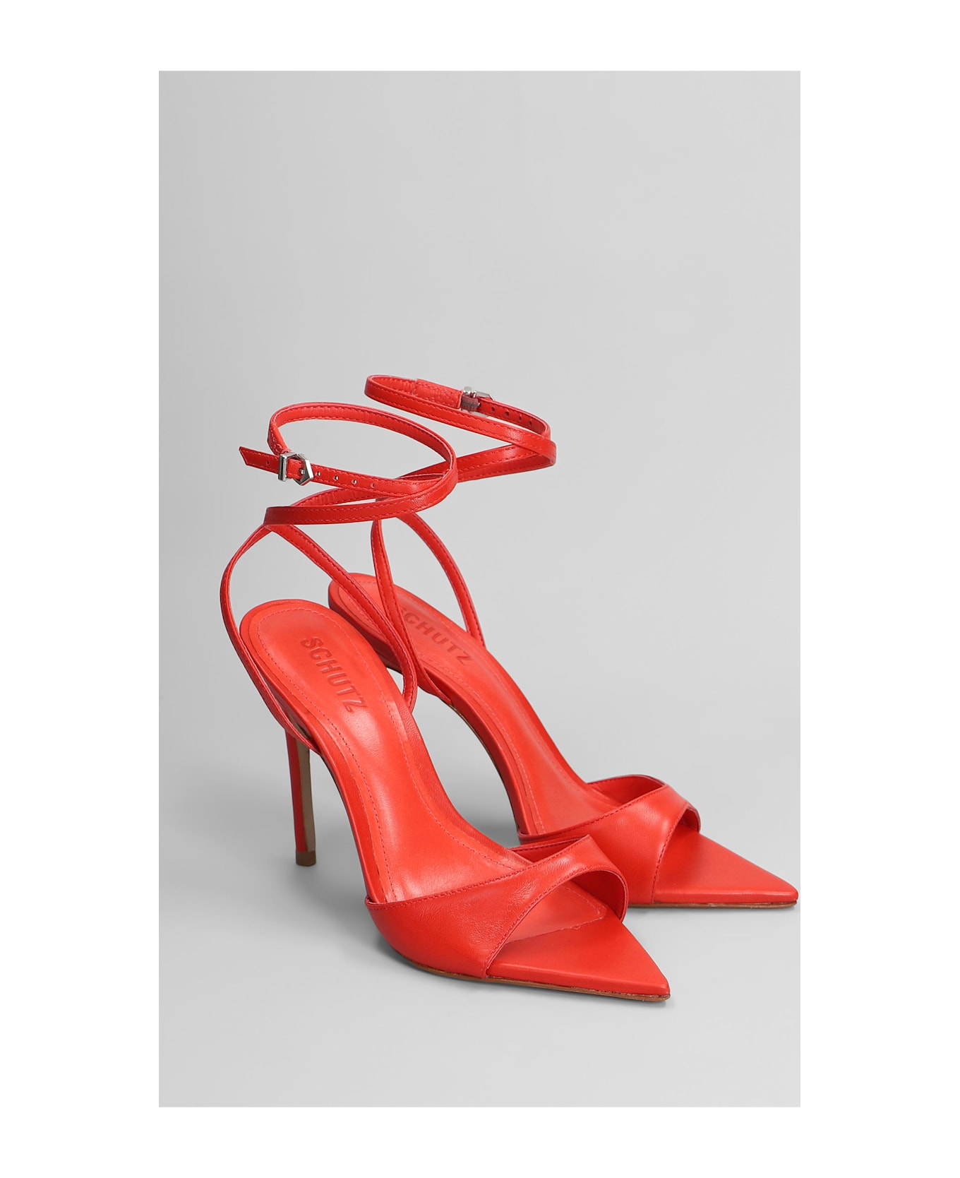 Schutz Sandals In Red Leather - red