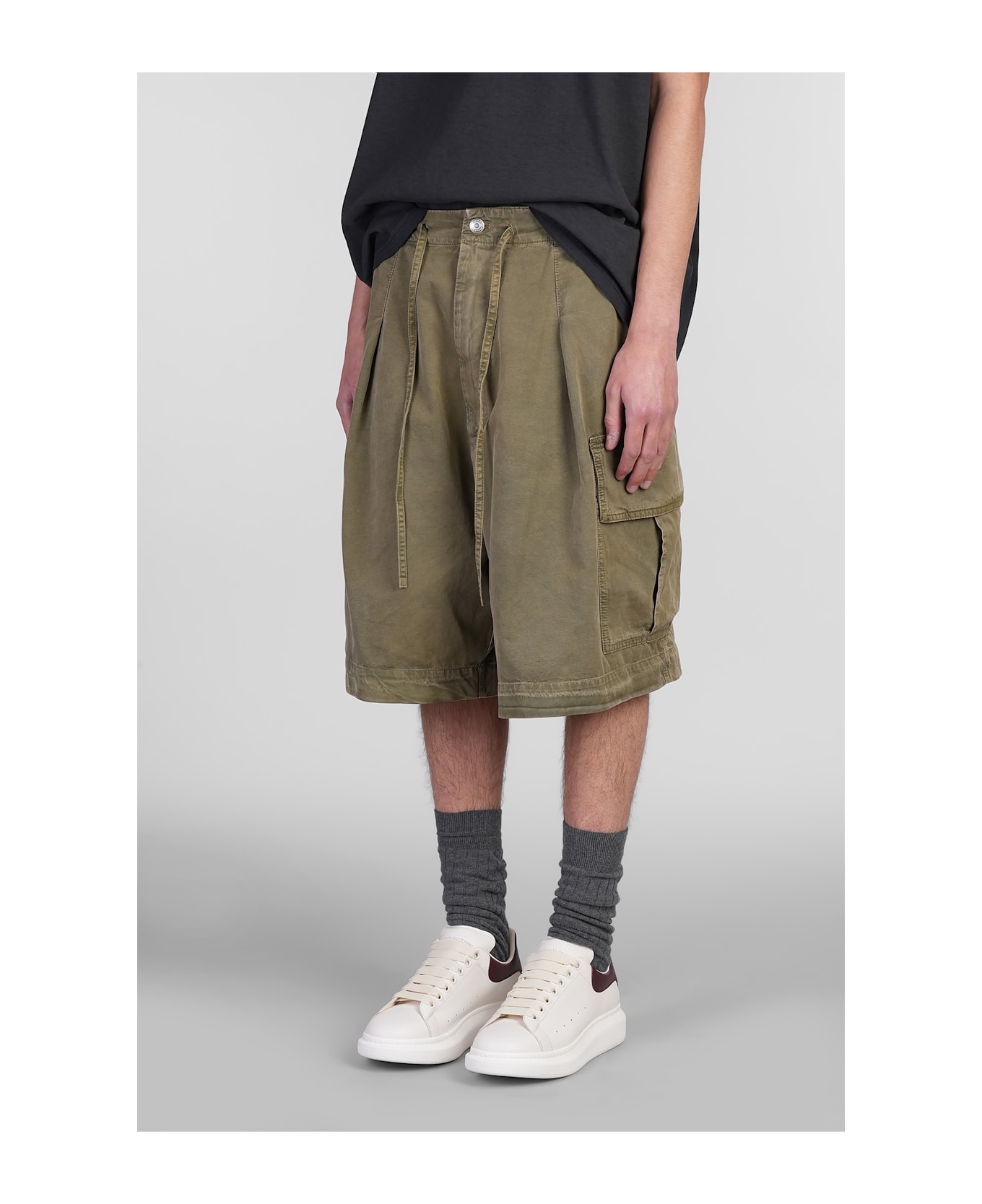 Alexander McQueen Shorts In Green Cotton - Khaki Green