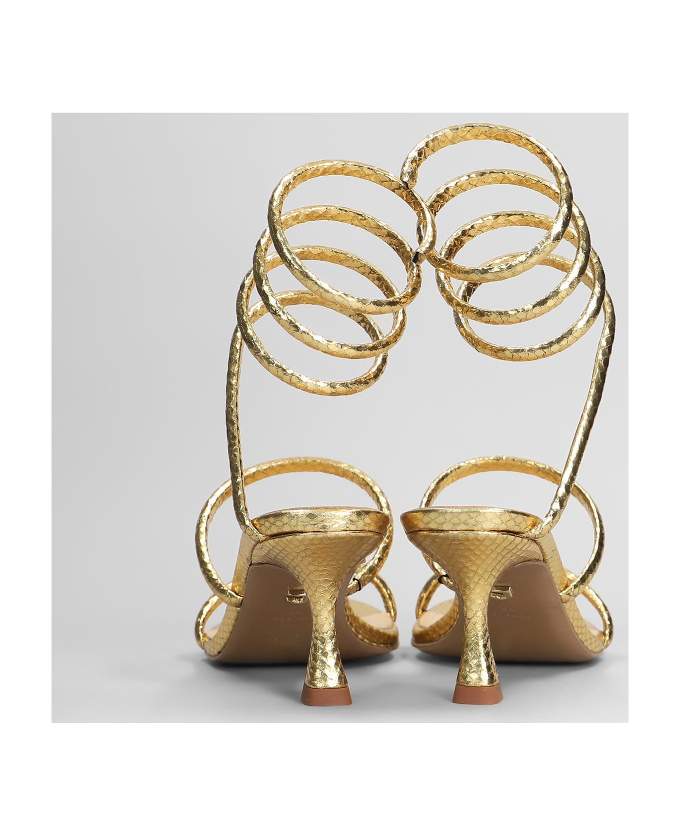 Lola Cruz Greta 65 Sandals In Gold Leather - gold
