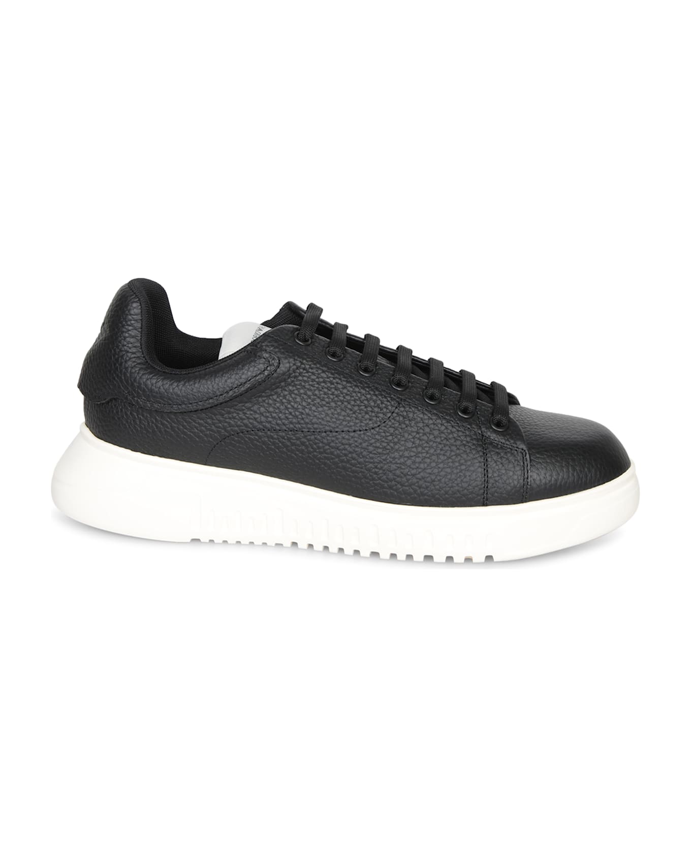 Emporio Armani Icon Grain Black Sneakers - Black