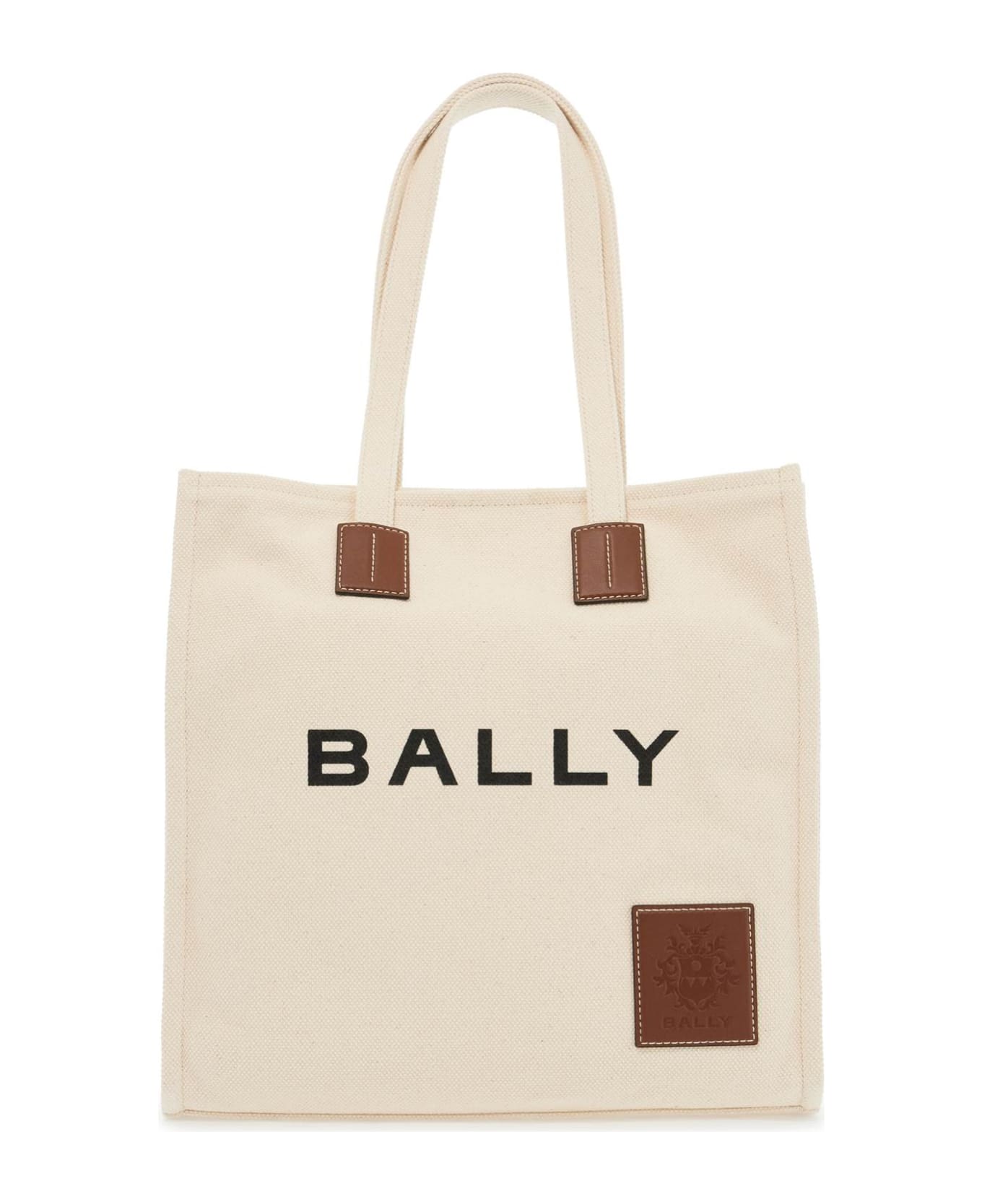 Bally Akelei Canvas Tote Bag With - NATURAL/CUERO+ORO