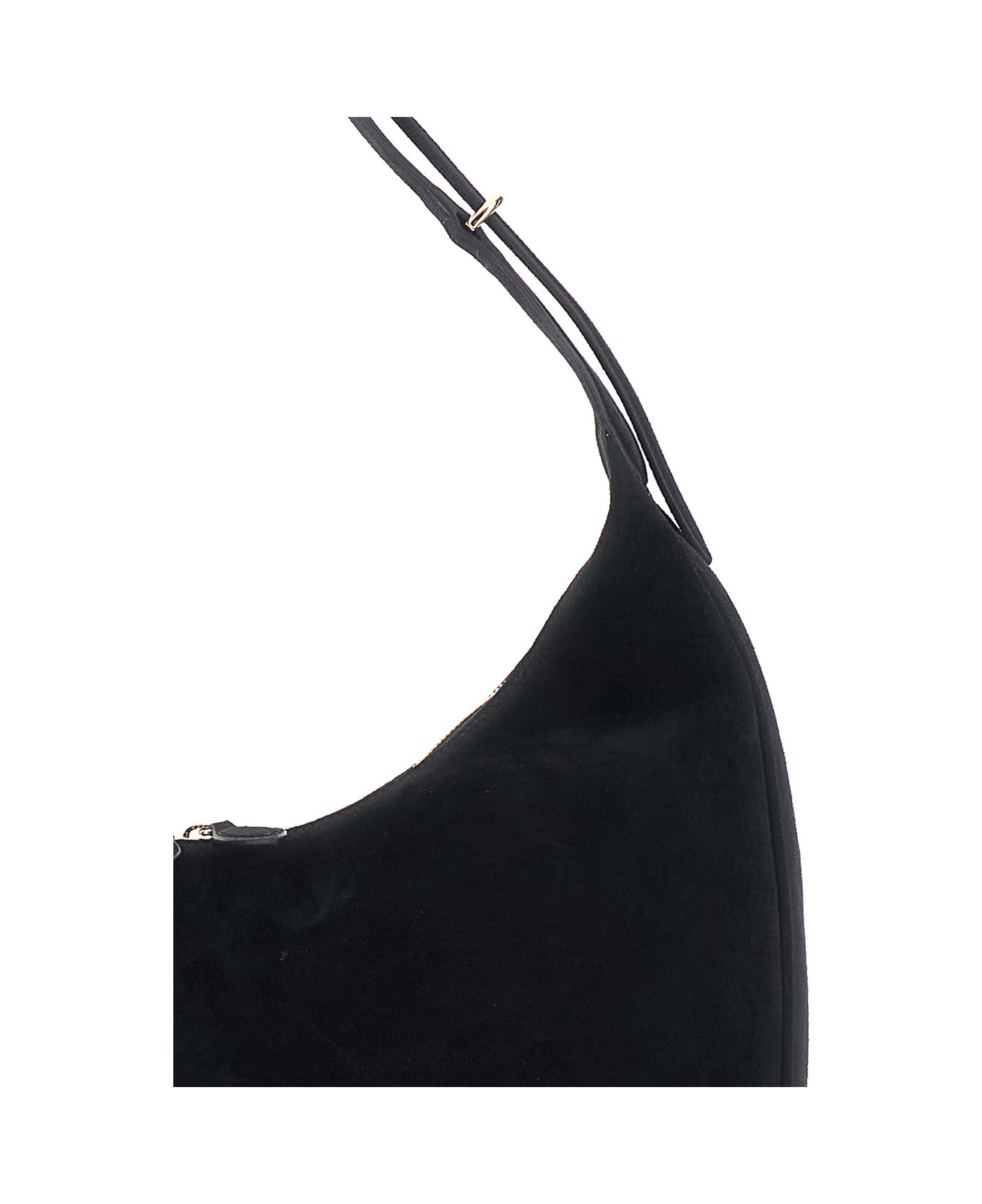 Little Liffner Black Shoulder Bag With Top Handle In Suede Woman - Black