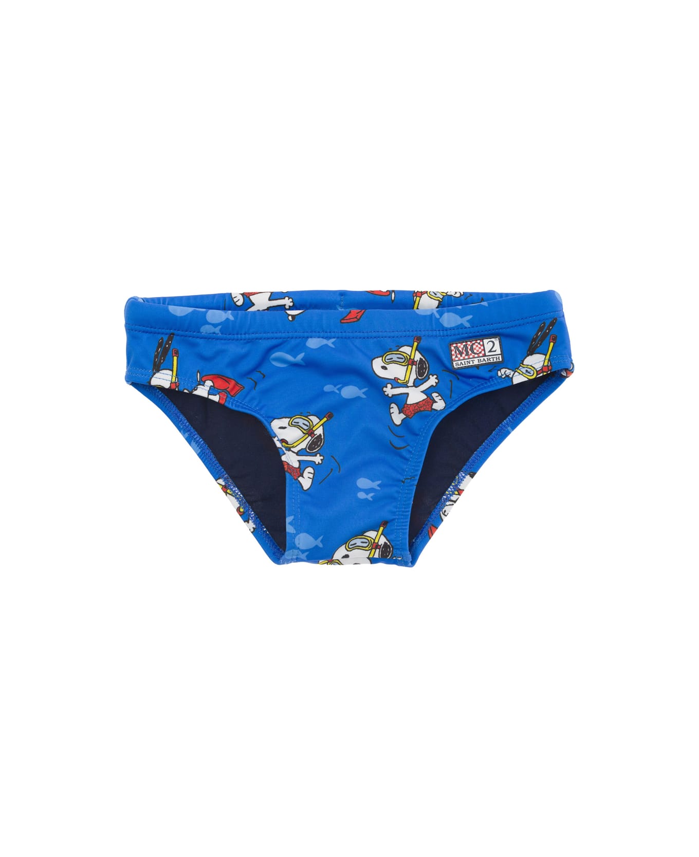 MC2 Saint Barth 'billy' Blue Speedo With Scuba Snoopy Print In Techno Fabric Boy - Blu