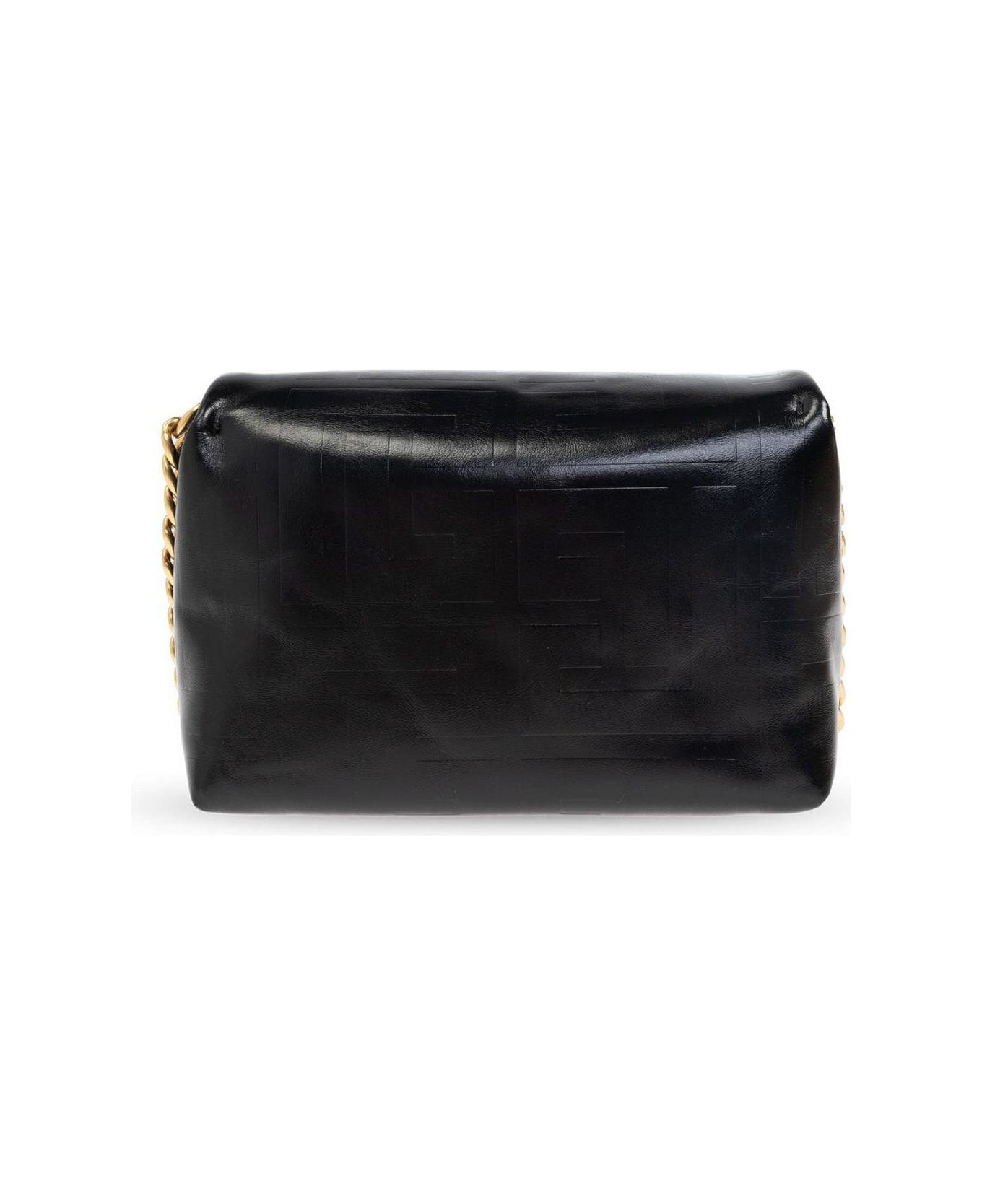 Balmain Logo Embossed Flap Small Shoulder Bag - Pa Noir