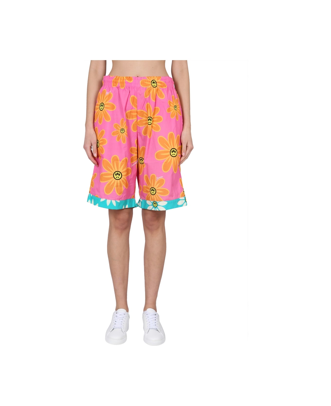 Barrow Sunflower Print Bermuda Shorts - FUCHSIA