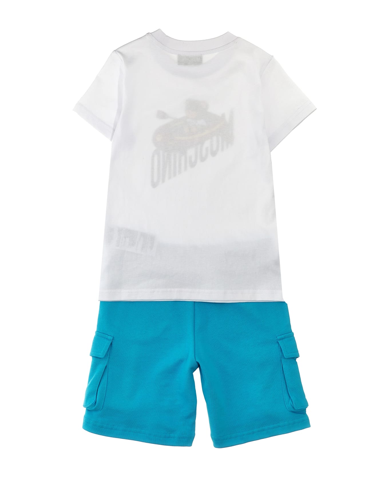 Moschino T-shirt + Logo Print Bermuda Shorts - Light Blue トップス