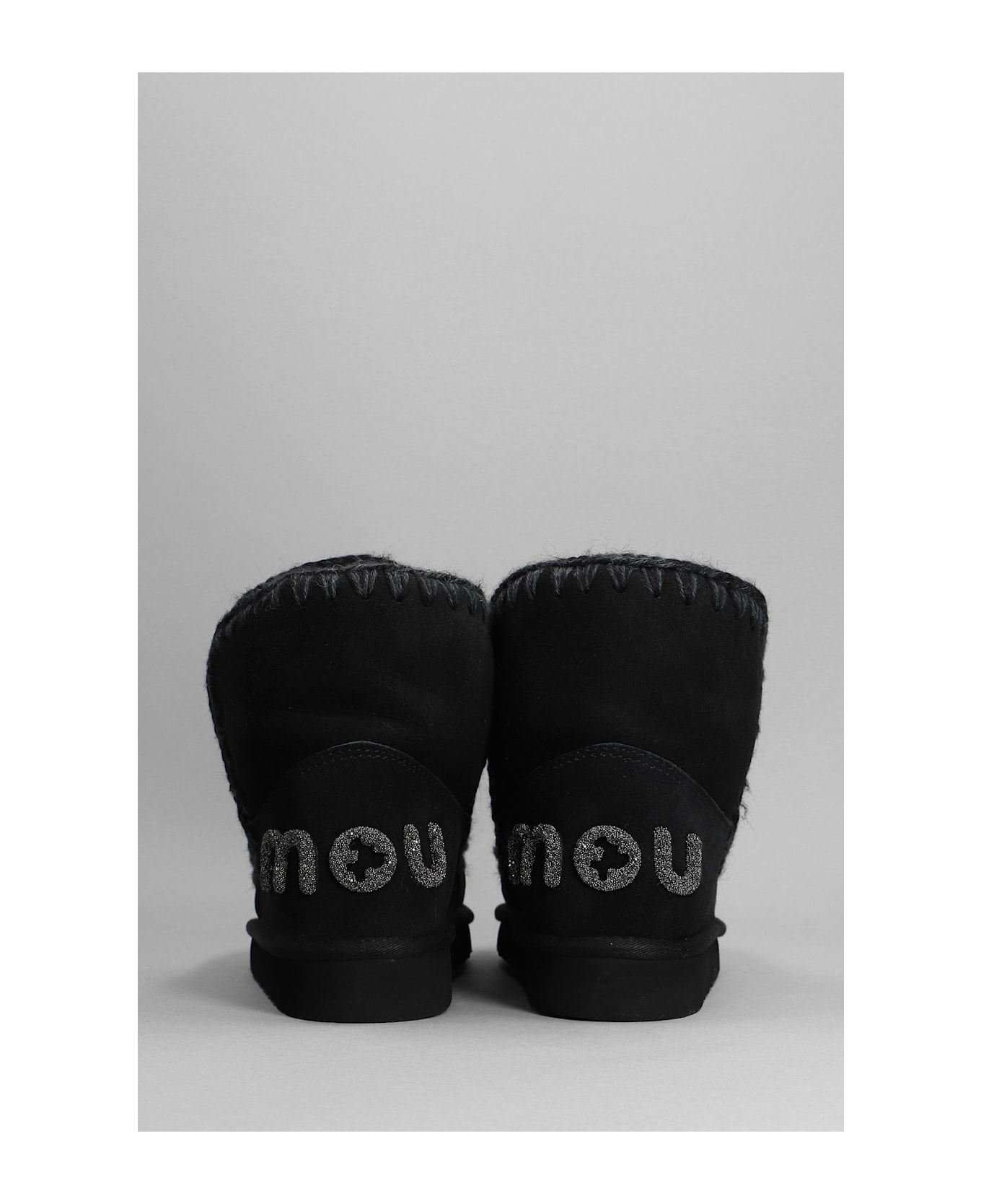 Mou Eskimo 18 Low Heels Ankle Boots In Black Suede - black