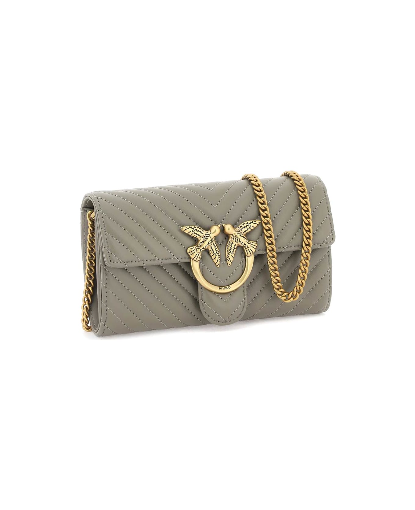 Pinko Love Bag Chevron Crossbody Bag - NOCE ANTIQUE GOLD (Grey) ショルダーバッグ