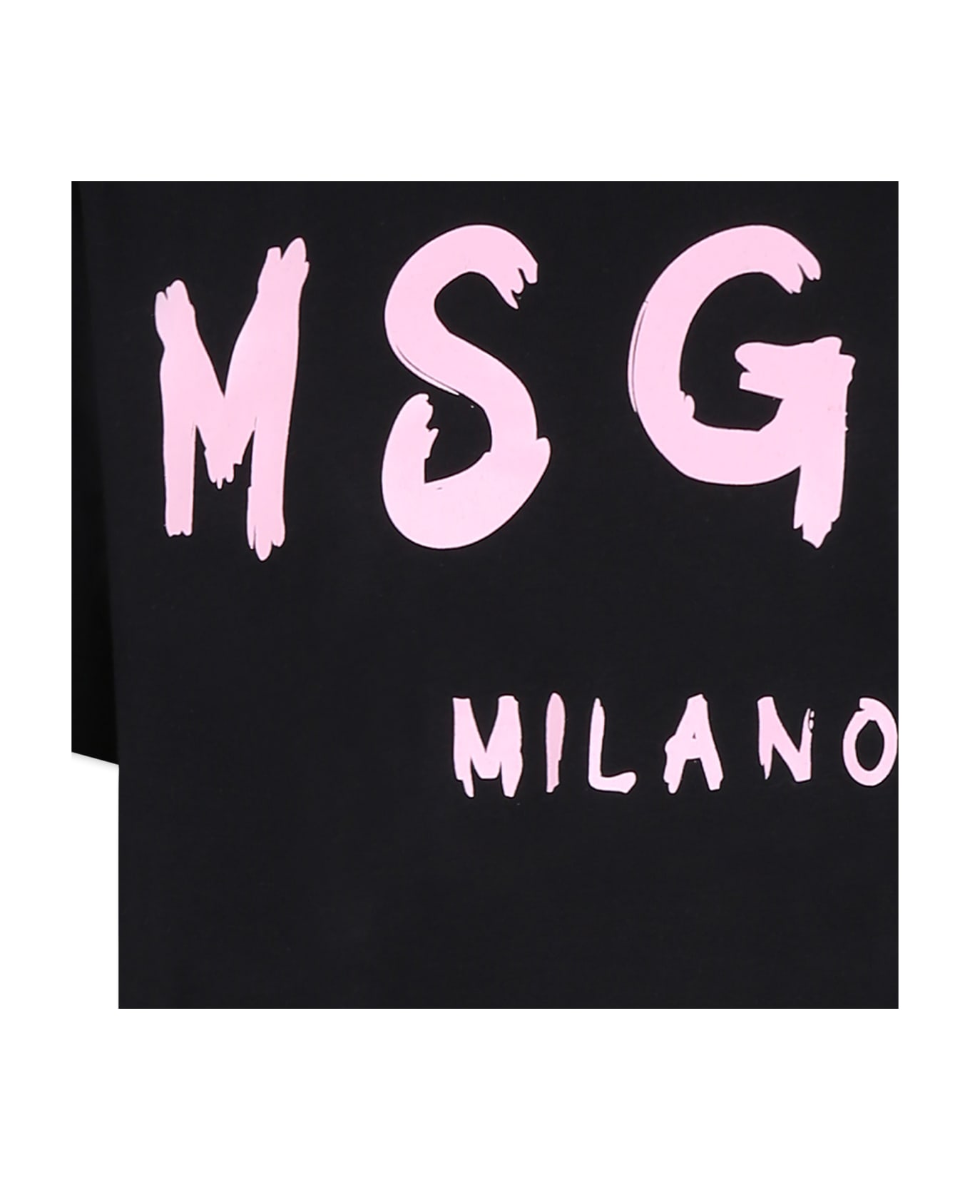 MSGM Black T-shirt For Girl With Logo - Black