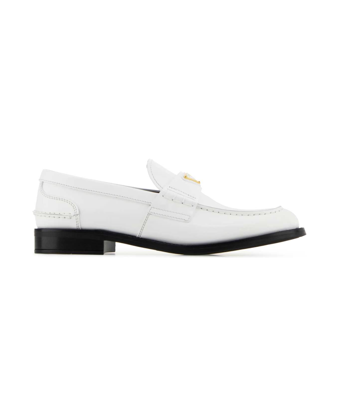 Prada White Leather Loafers - BIANCO
