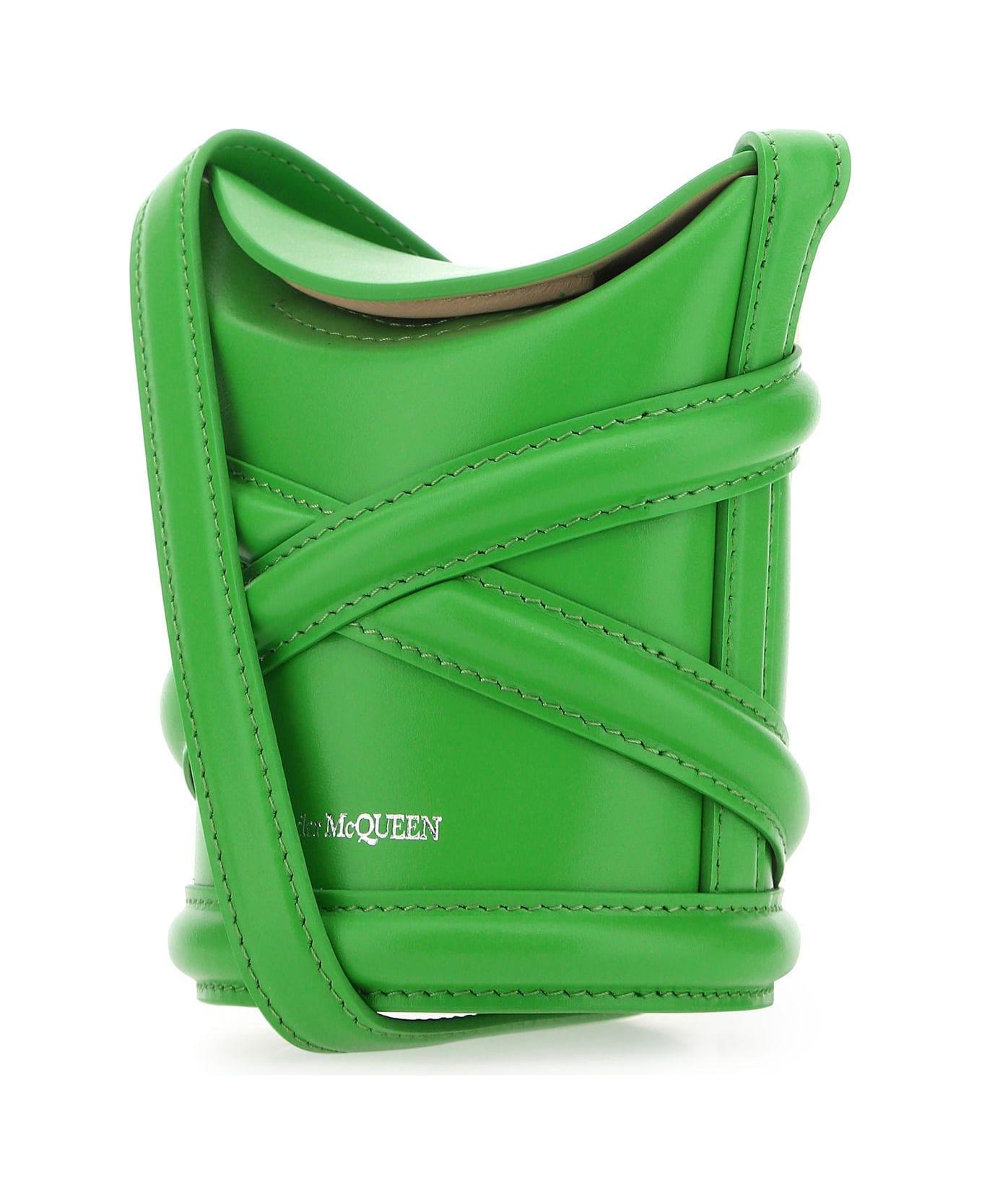 Alexander McQueen Grass Green Leather Mini The Curve Bucket Bag - Green トートバッグ