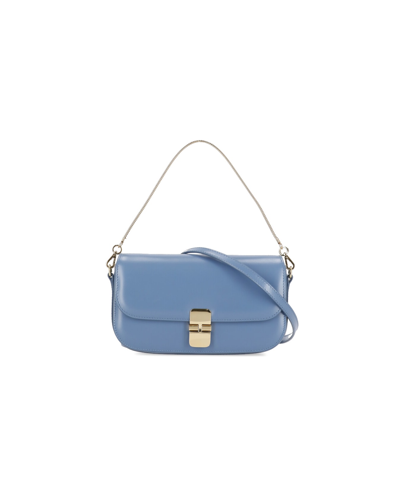A.P.C. Grace Leather Clutch Bag - Light Blue