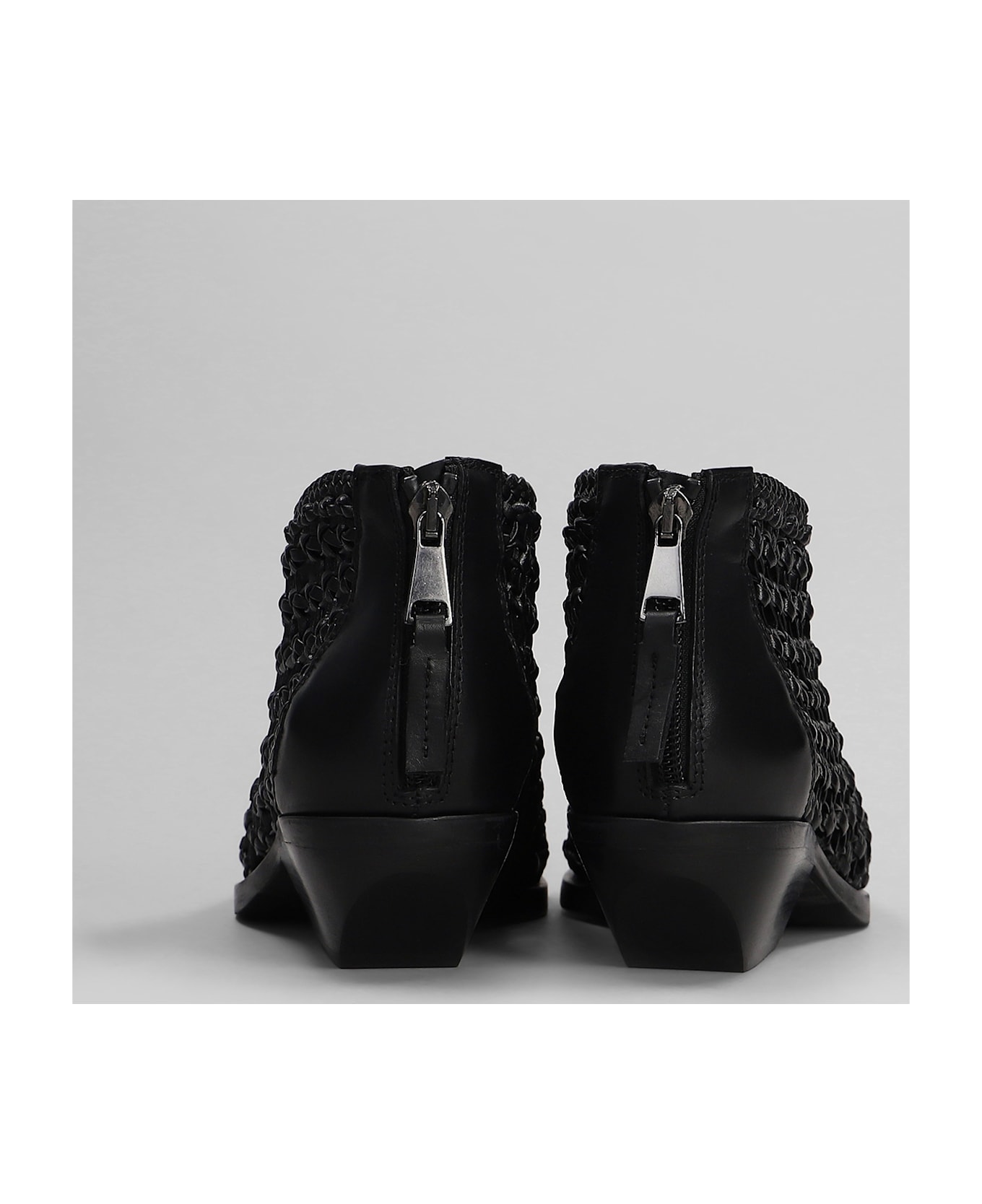 Elena Iachi Texan Ankle Boots In Black Leather - black