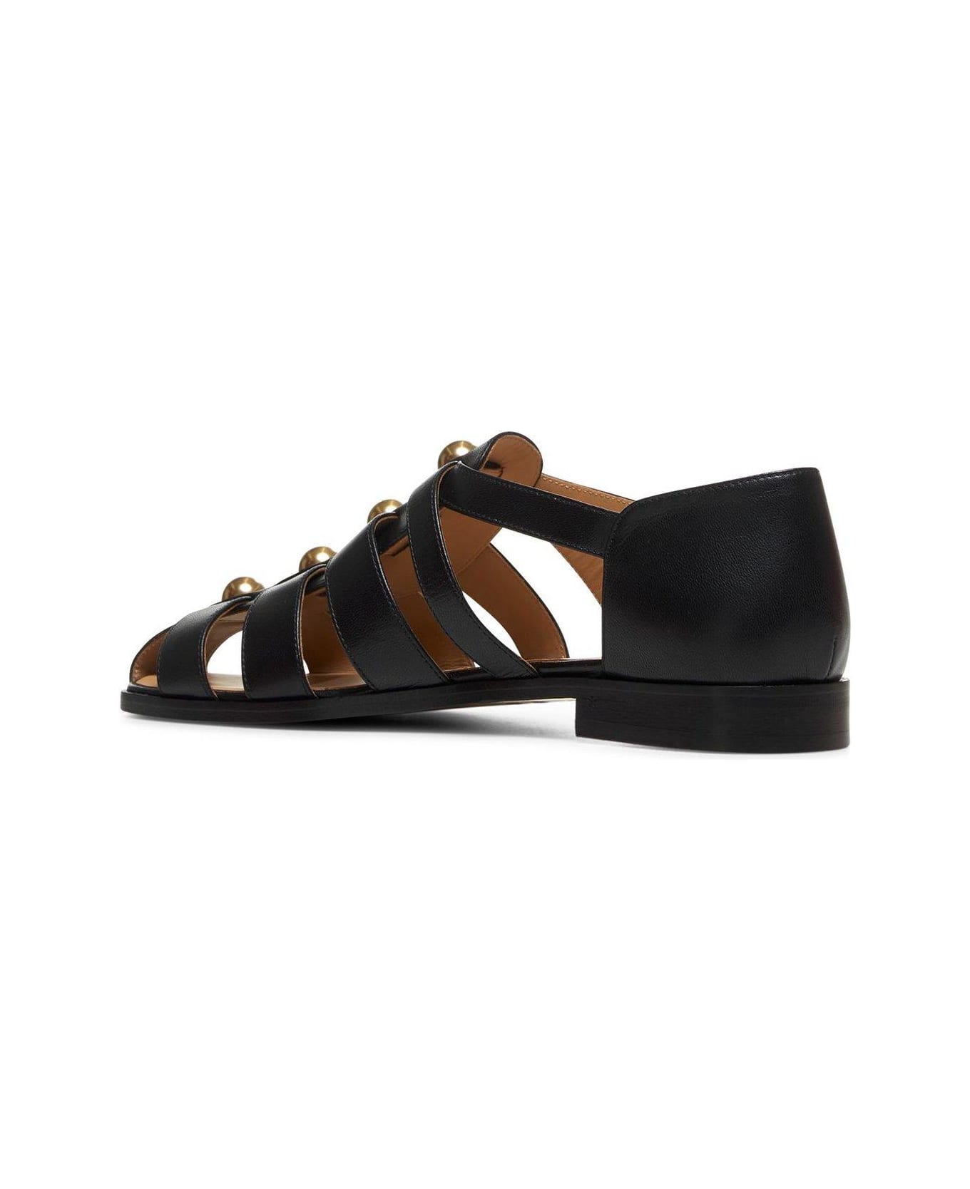 Valentino Garavani Stud Embellished Side Buckled Sandals - Black