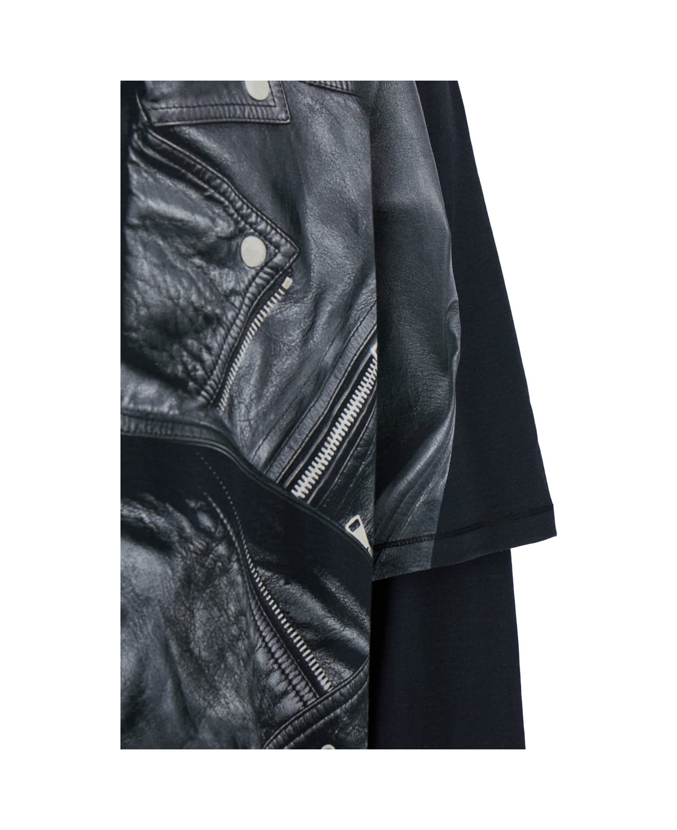 Balmain Leather Trompe L
 Il Ls T-shirt - Black
