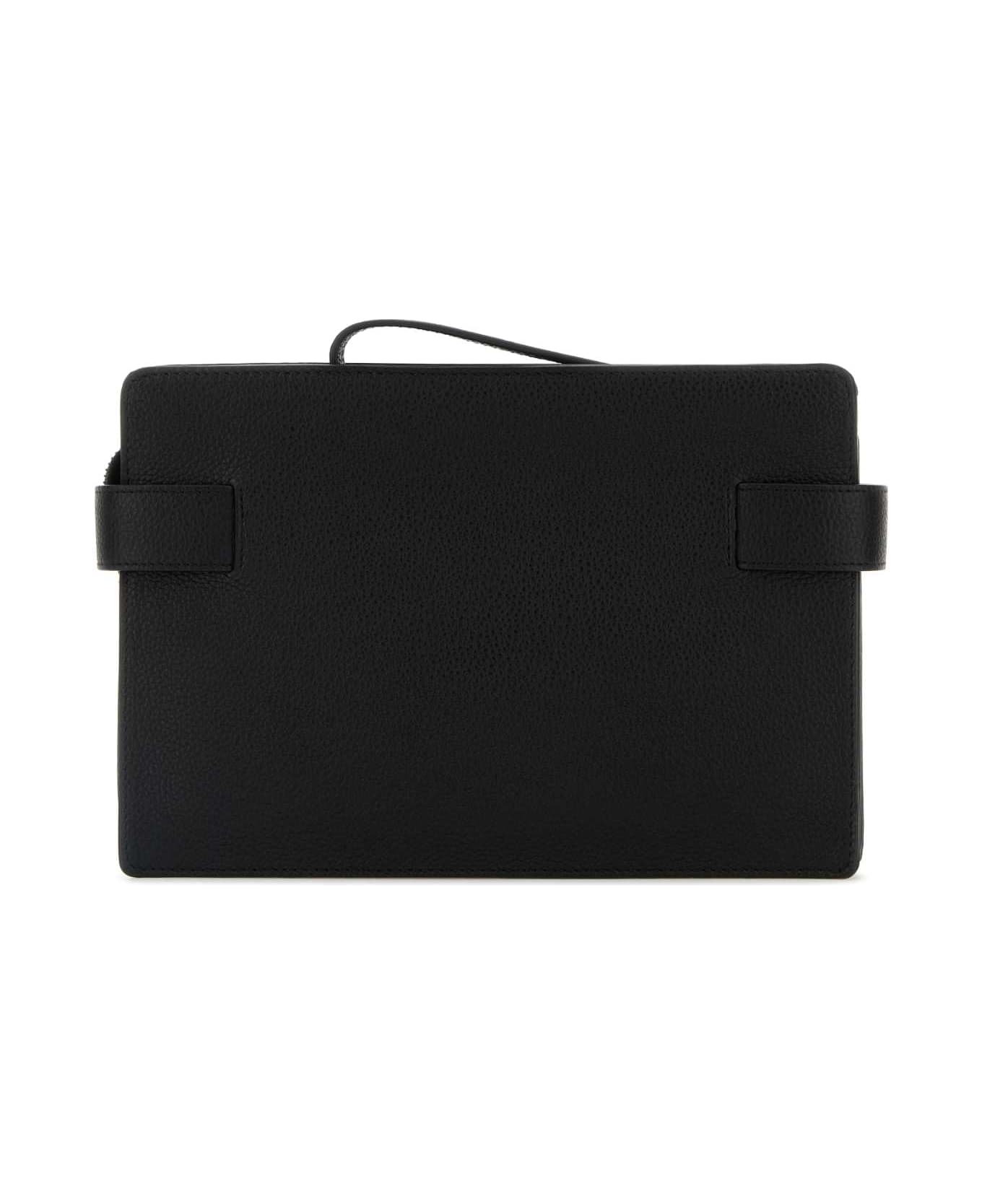 Ferragamo Black Leather Clutch - NERONERONERO