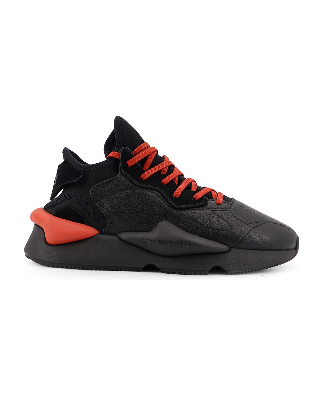 Y-3 Kaiwa Leather And Neoprene Sneakers - Black