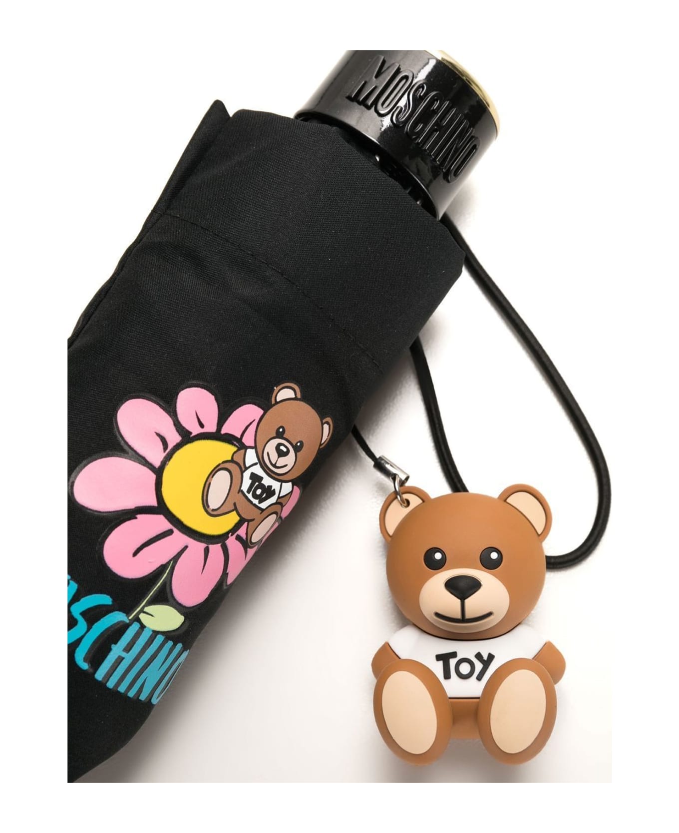 Moschino Flower Bear With Pendant Teddy Supermini Umbrella - A Black Pendant Teddy