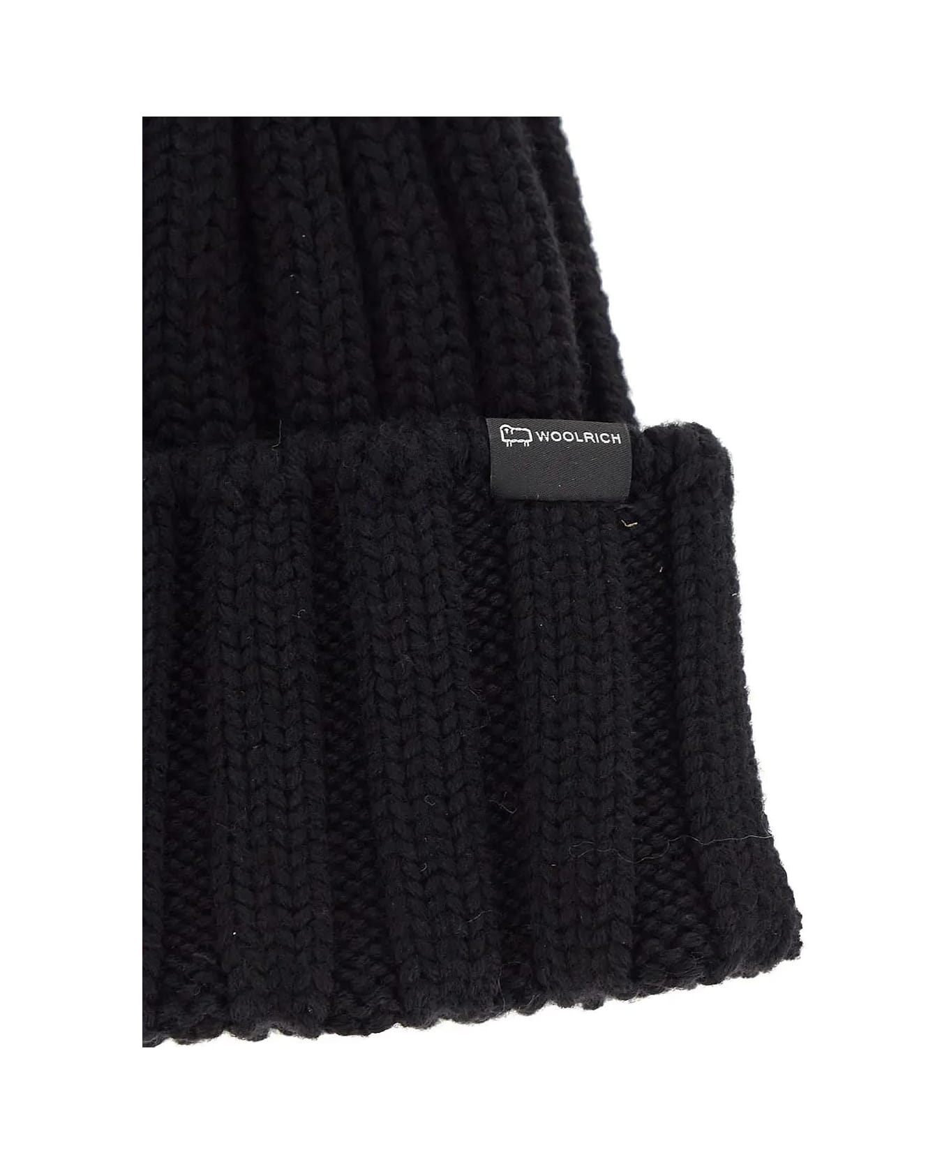 Woolrich Fluffy Pom Pom Hat - Black