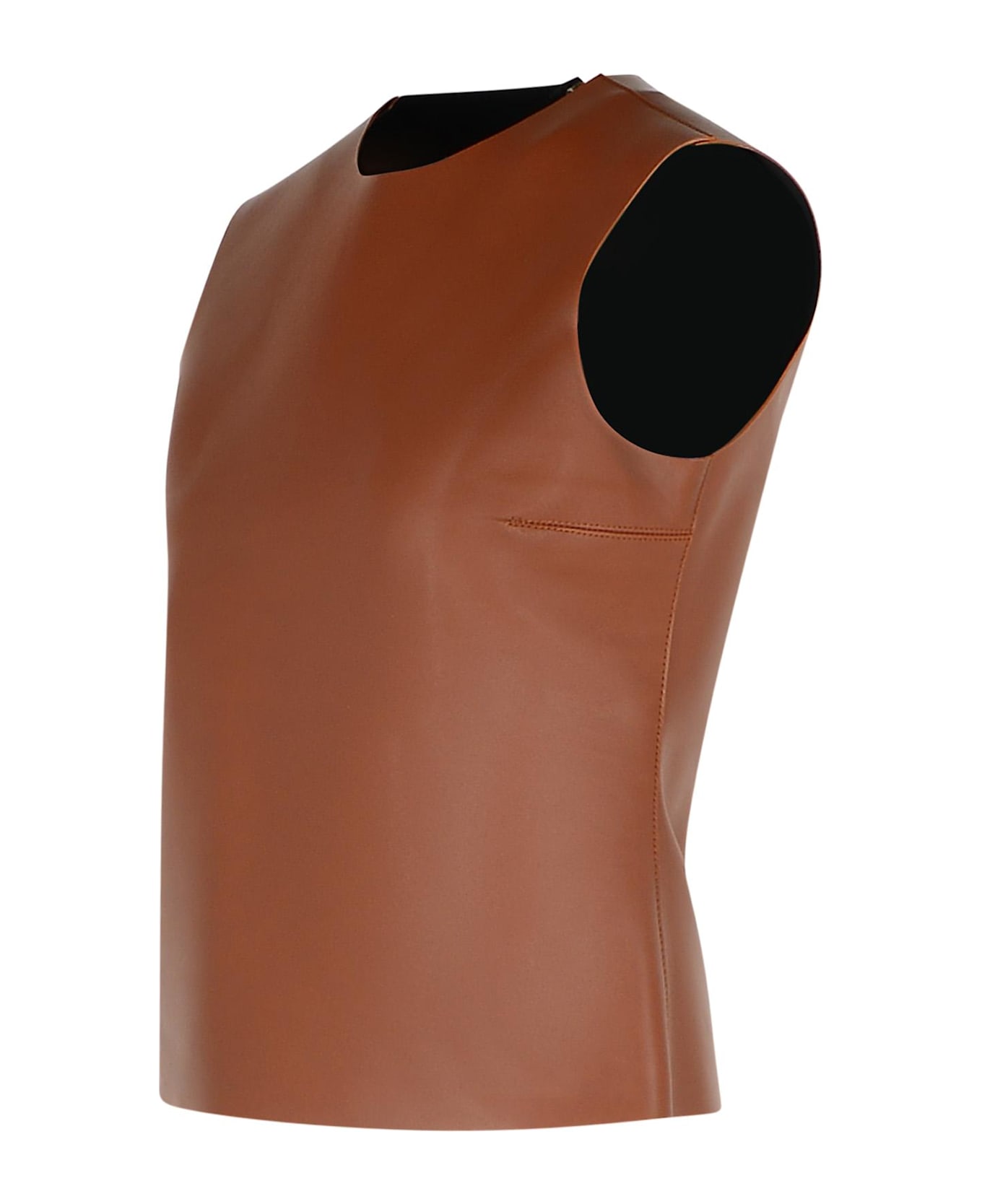 J.W. Anderson Brown Leather Tank Top - 621