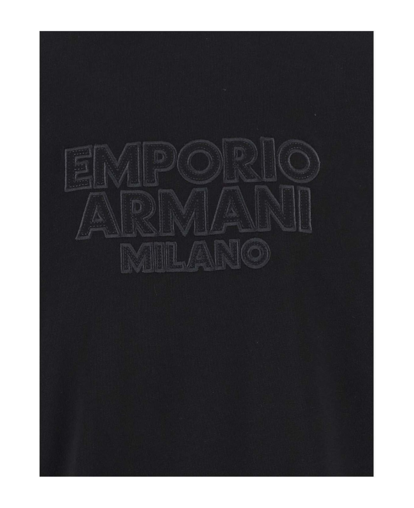 Emporio Armani Cotton T-shirt With Logo - Black シャツ