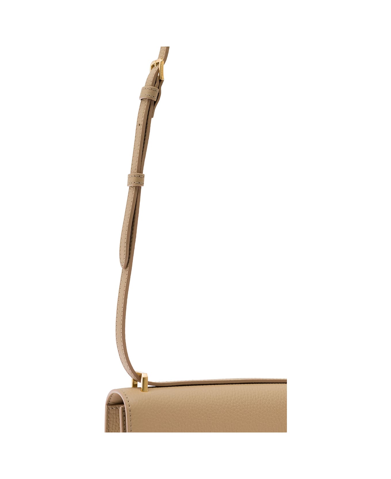 Burberry Beige Shoulder Bag With Tonal Tb Logo In Grainy Leather Woman - Nude & Neutrals ショルダーバッグ
