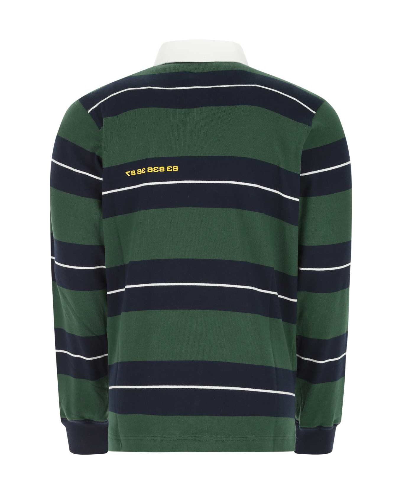 VTMNTS Embroidered Cotton Polo Shirt - GREENSTRIPES