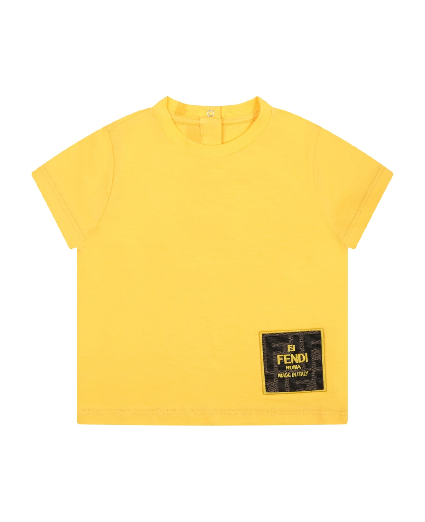 Fendi White T-shirt For Baby Boy With Logo - Yellow Tシャツ＆ポロシャツ