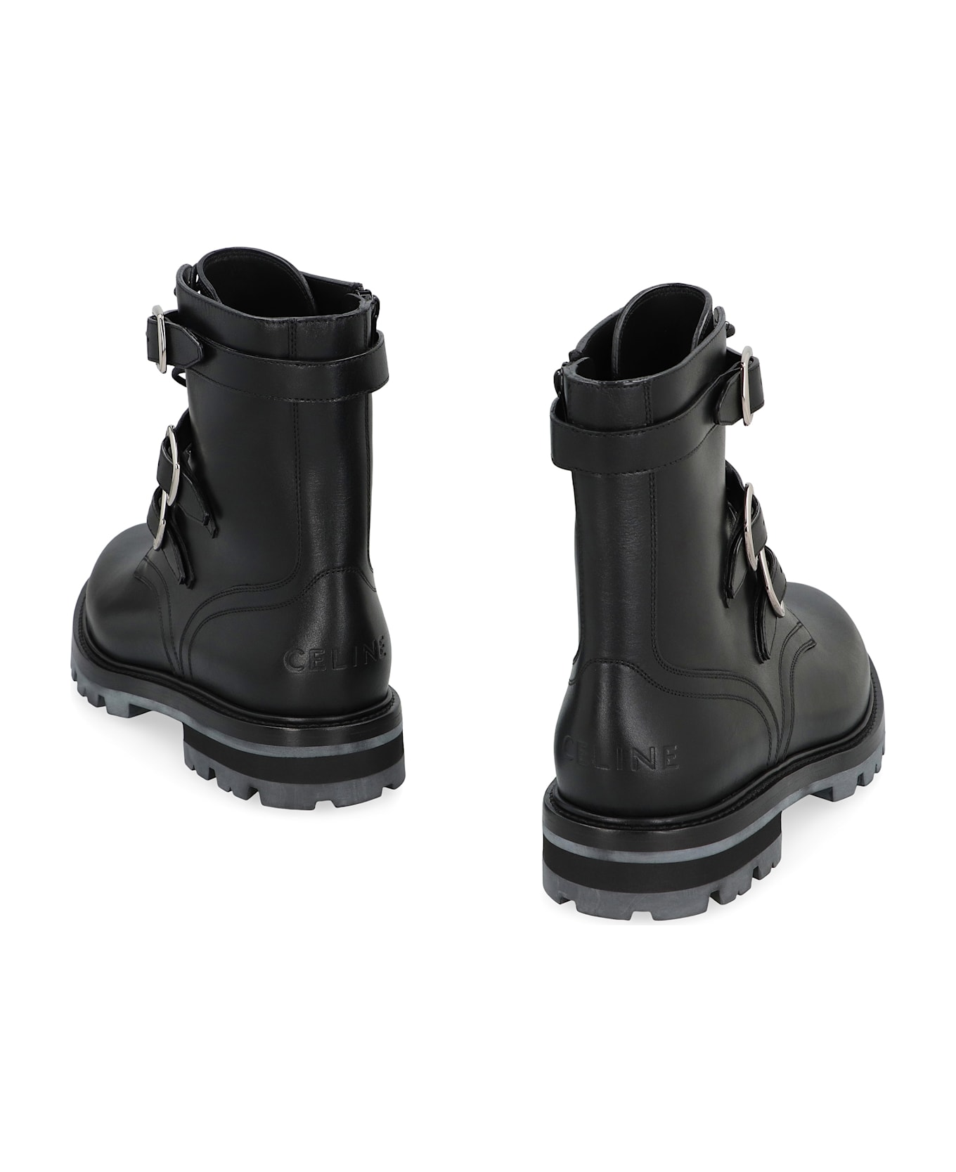 Celine Maggie Leather Lace-up Boots - black