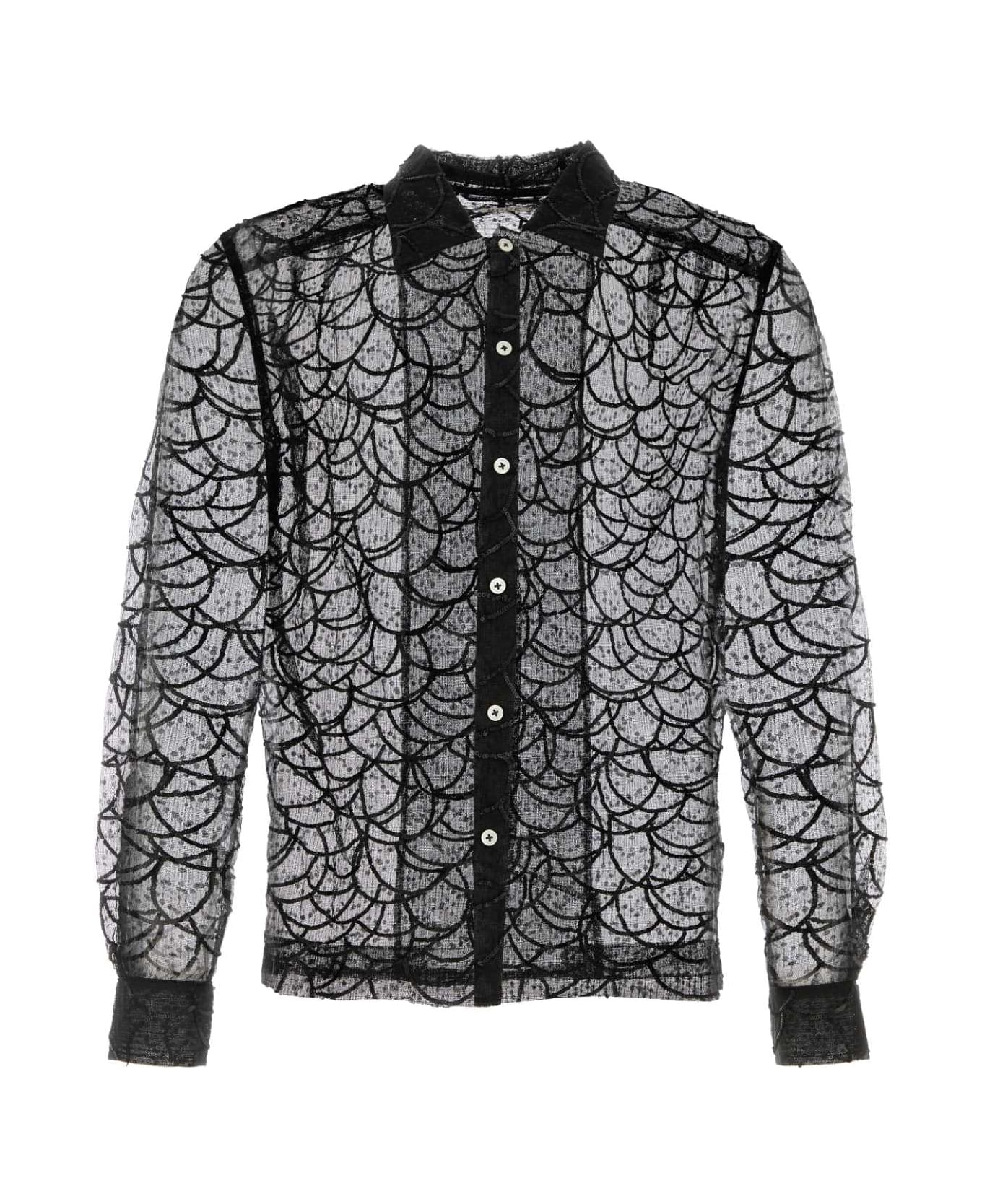 Bode Black Tulle Pewter Shoal Shirt - BLACK