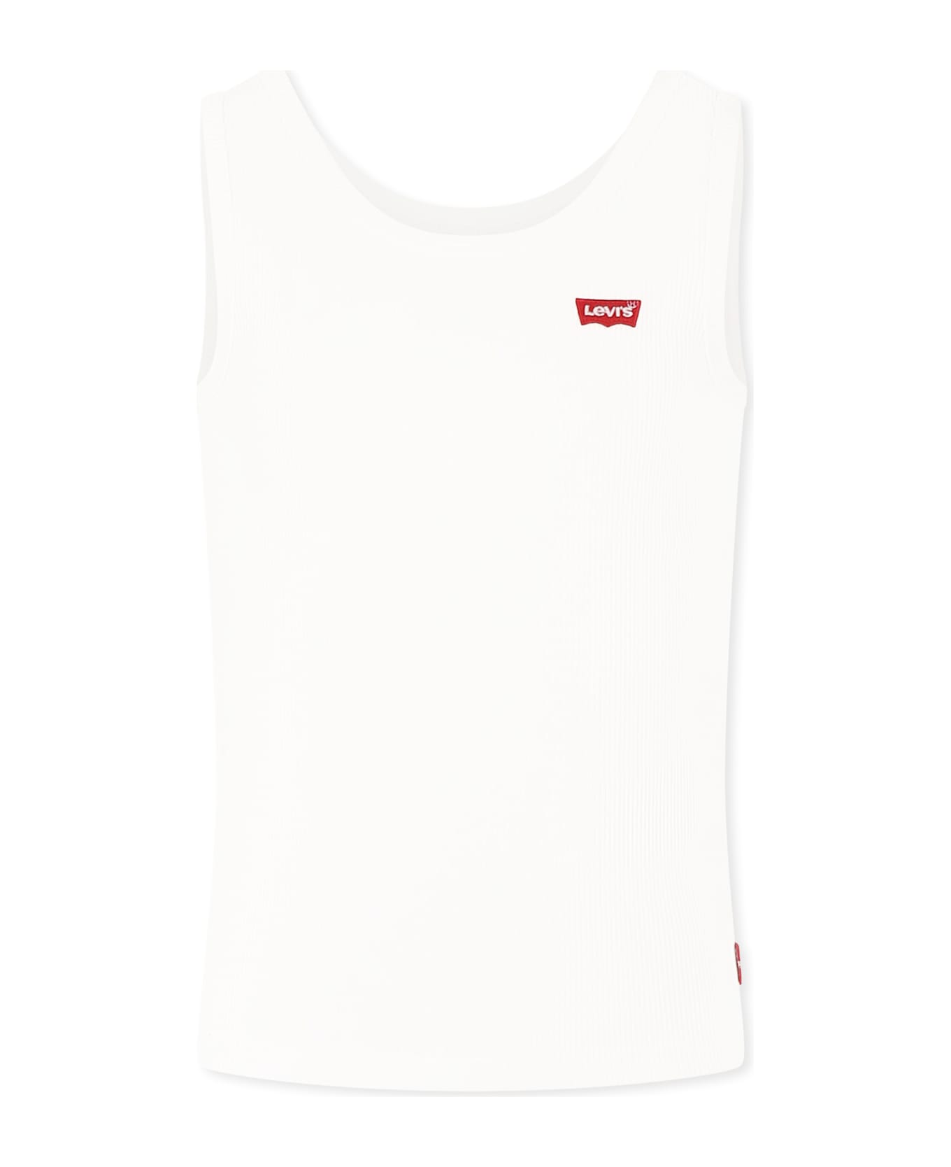 Levi's White Tank Top For Girl With Logo - White