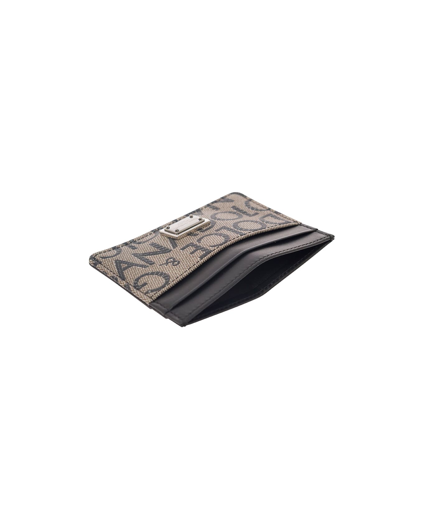 Dolce & Gabbana Beige Card-holder With Jacquard Logo And Leather Inserts In Coated Canvas Man - Beige