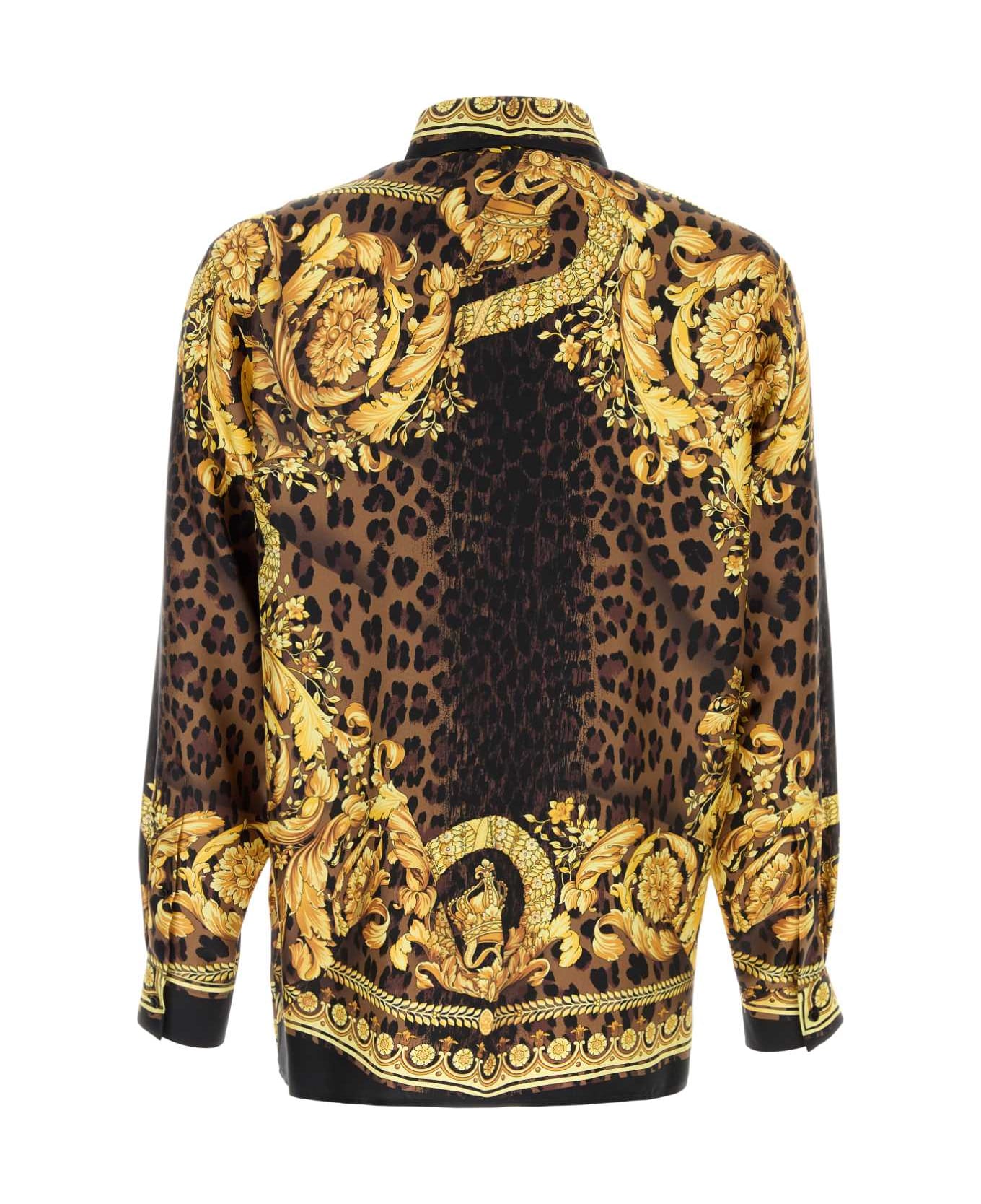 Versace Printed Silk Shirt - CHESTNUTGOLD