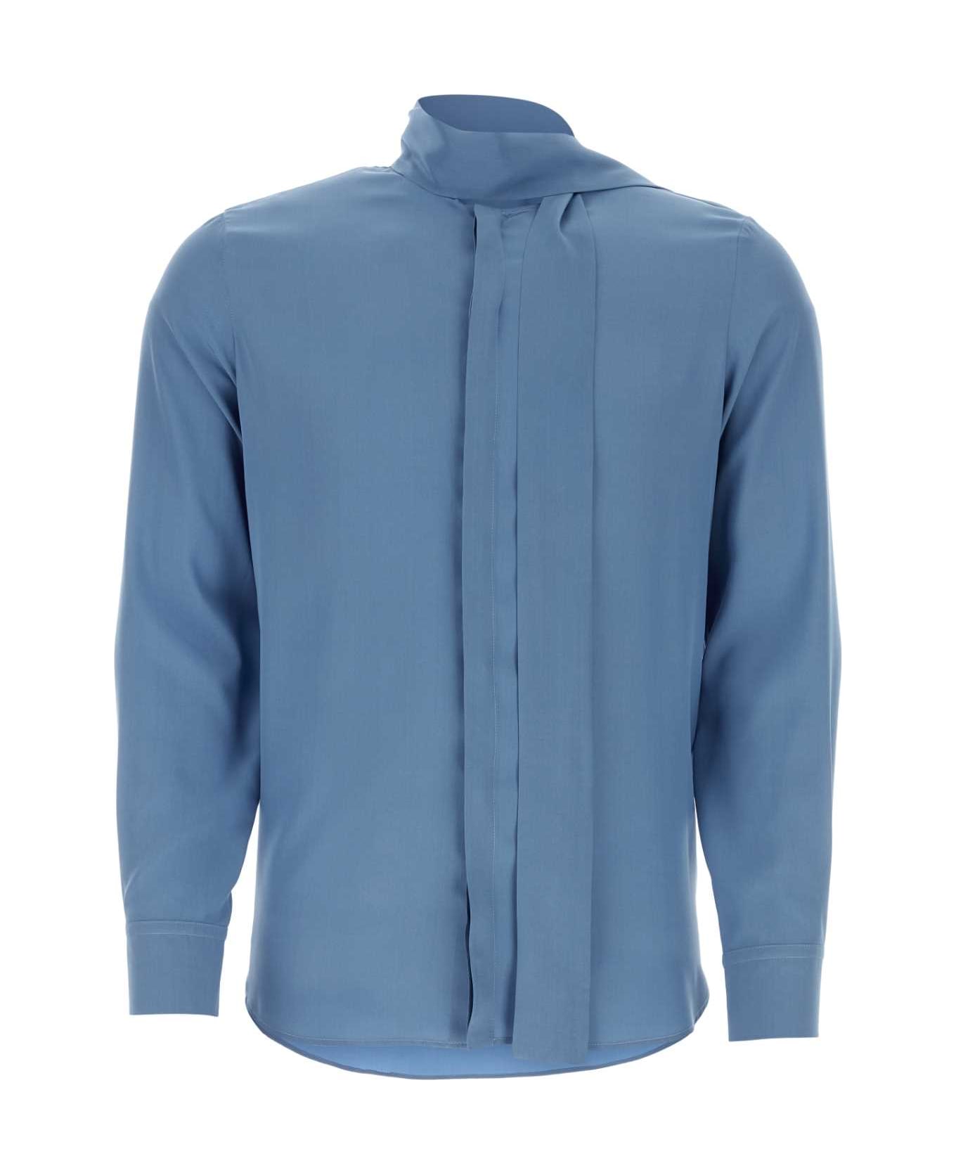 Valentino Garavani Cerulean Blue Silk Shirt - CELESTE