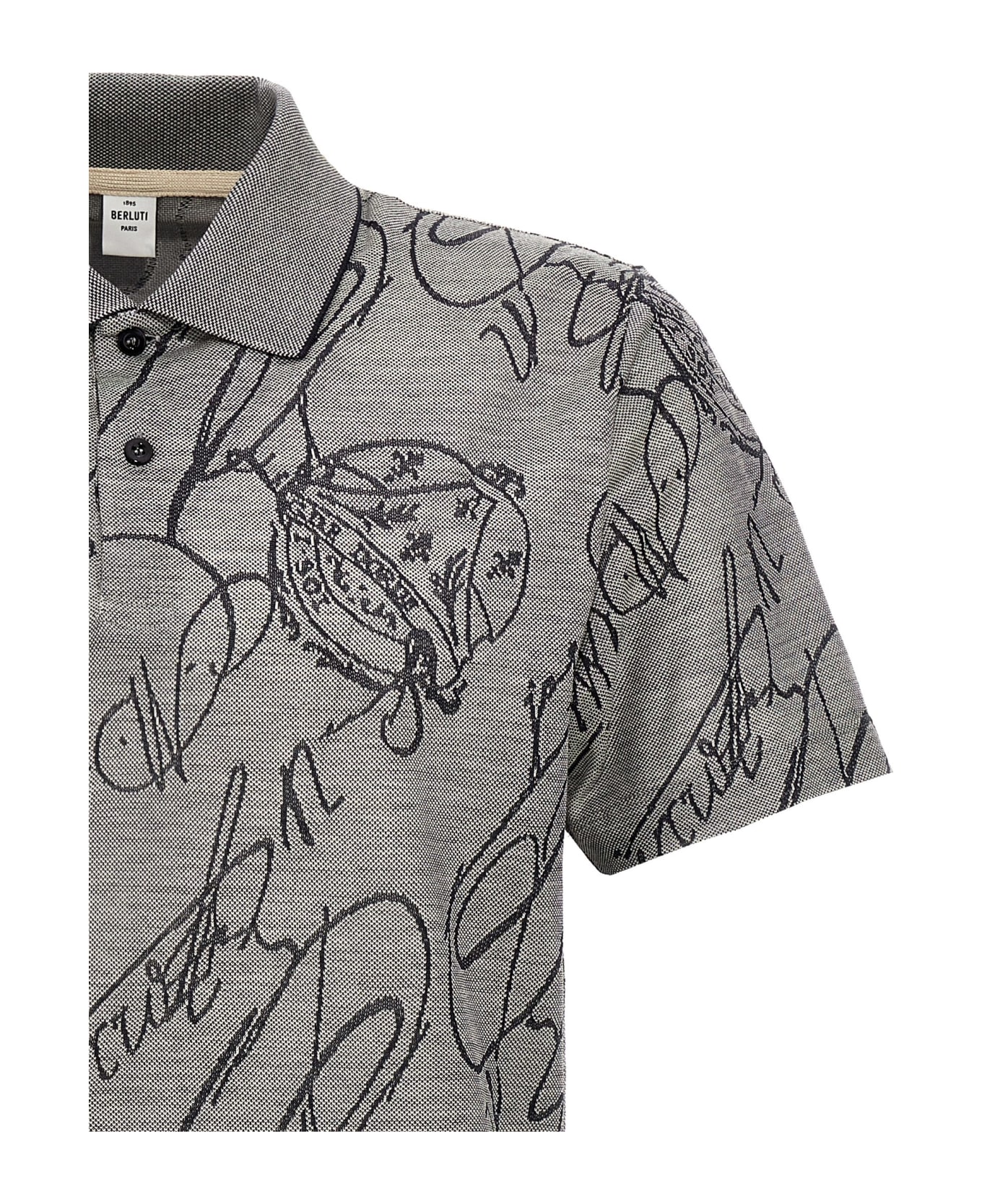 Berluti 'gradient Scritto' Polo Shirt - Gray