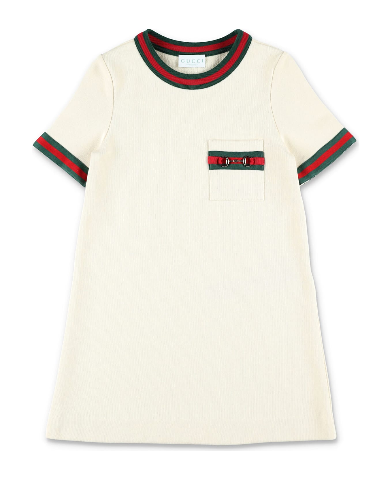 Gucci Kids Cotton Horsebit Dress - IVORY