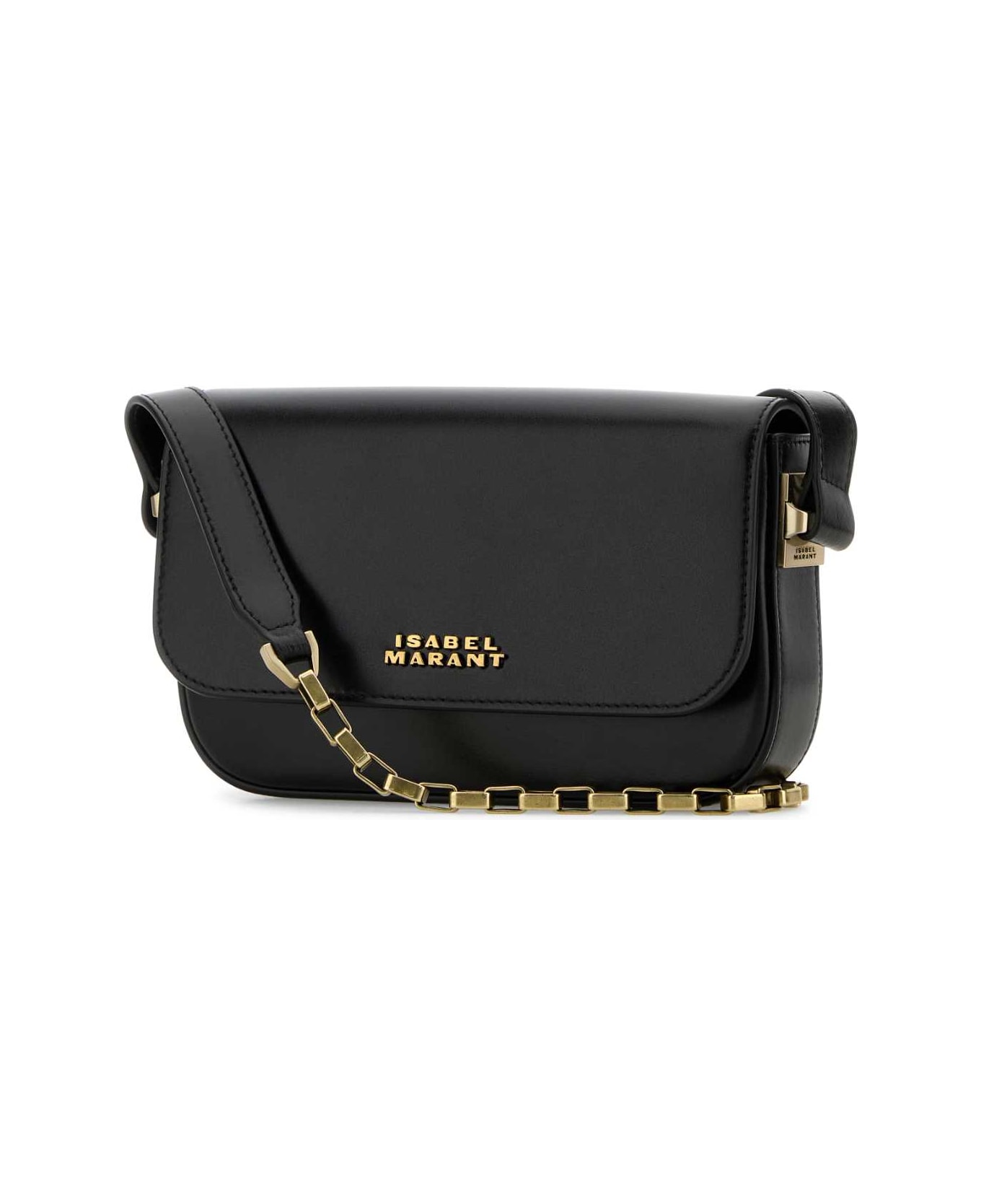 Isabel Marant Black Leather Lizza Shoulder Bag - BLACK