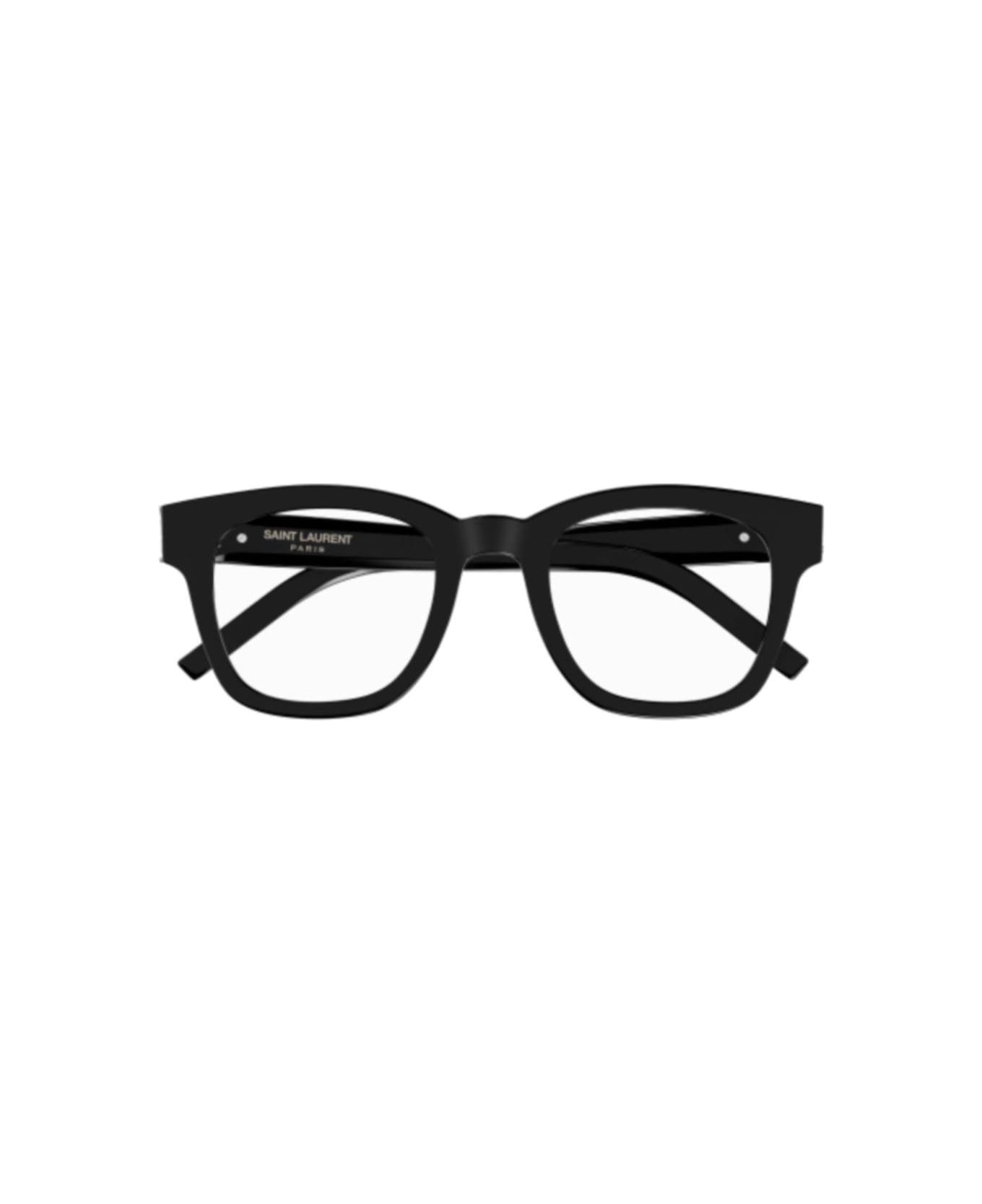 Saint Laurent Eyewear Square Frame Glasses - 001 black black transpare