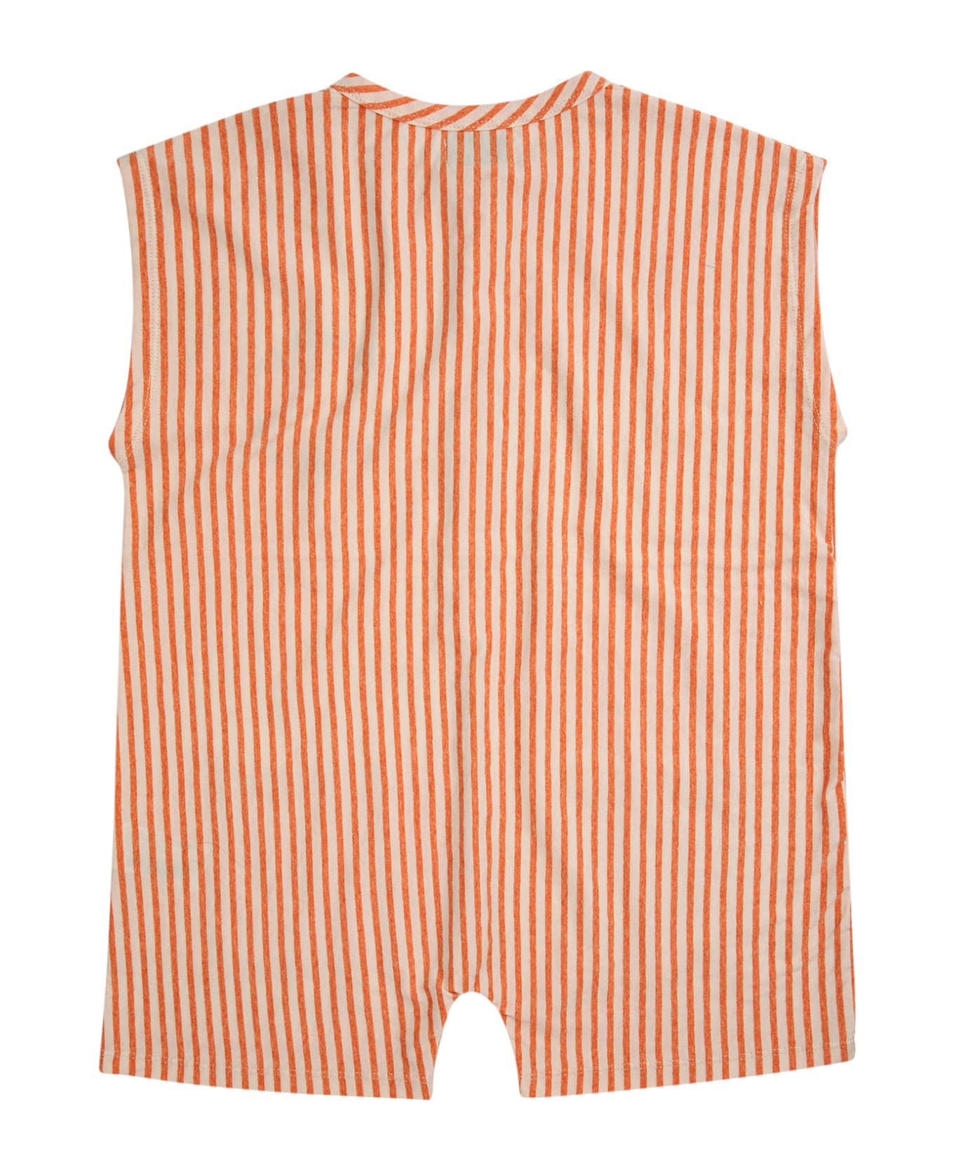 Bobo Choses Orange Jumpsuit For Girl With Stripes And Logo - Orange