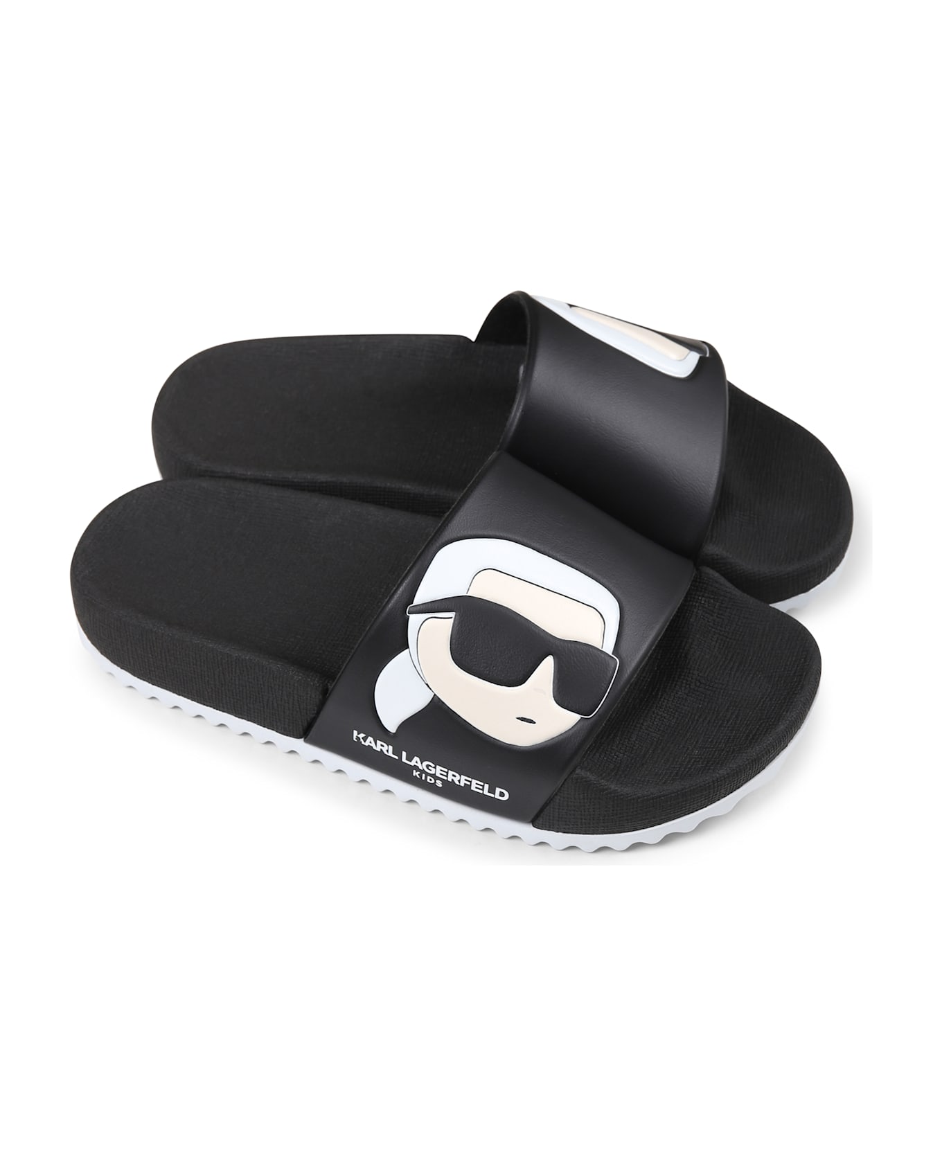 Karl Lagerfeld Kids Black Slippers For Kids With Karl Lagerfeld - Black