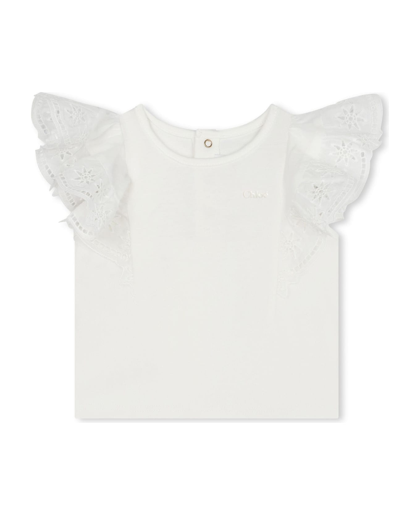Chloé White T-shirt For Baby Girl - White Tシャツ＆ポロシャツ