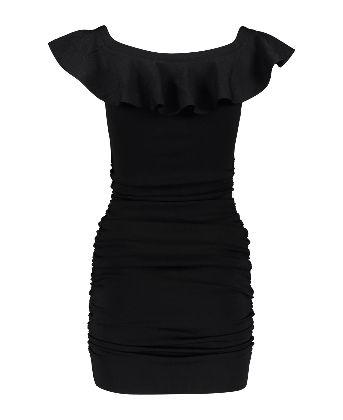Celine Ruffled Mini Dress - black