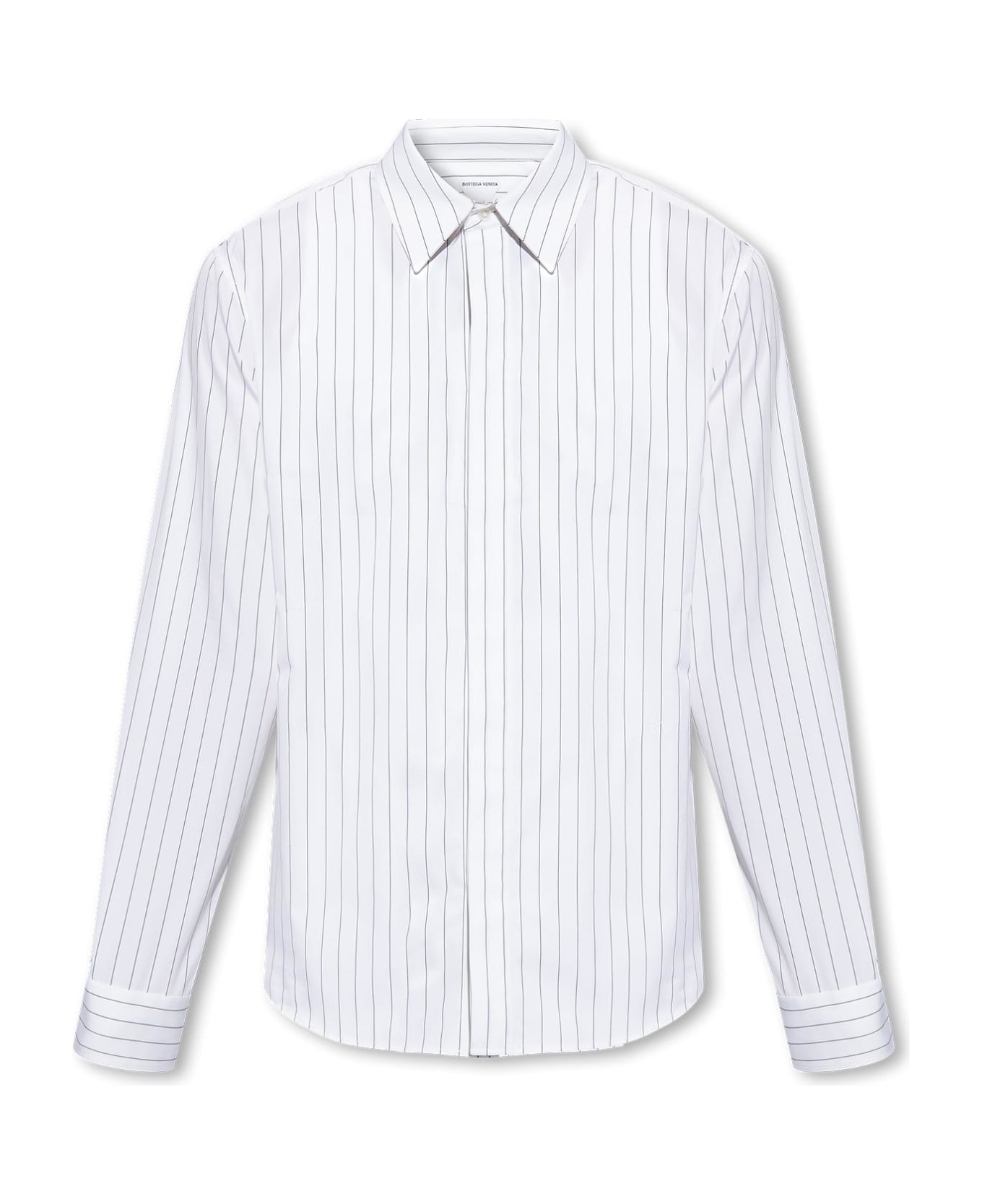 Bottega Veneta Striped Cotton Shirt - WHITE/GREY STRIPES シャツ